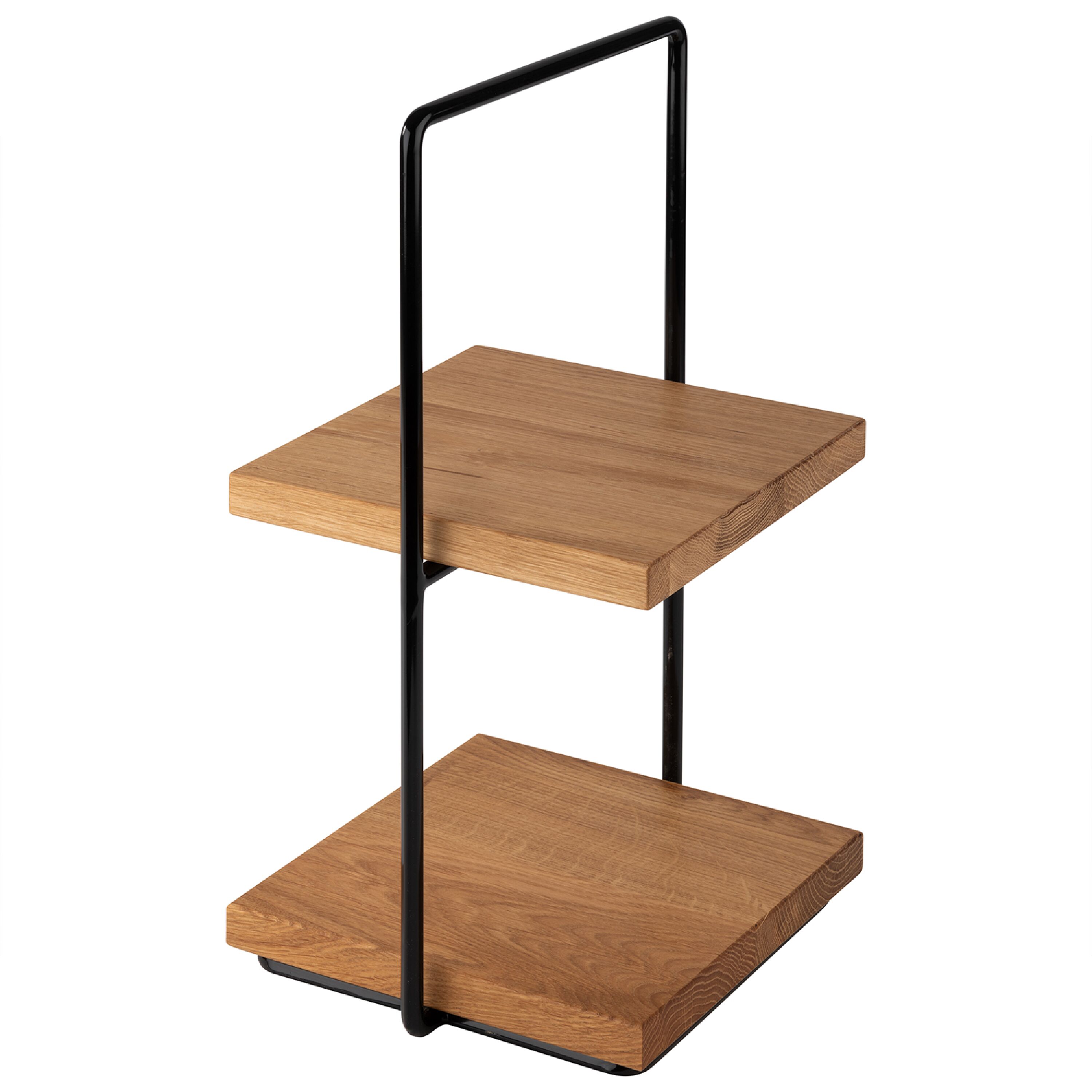 Etagère - 2-stufig - PERFECTO SMALL - Eckig - Metallgestell - Etagen aus Eichenholz