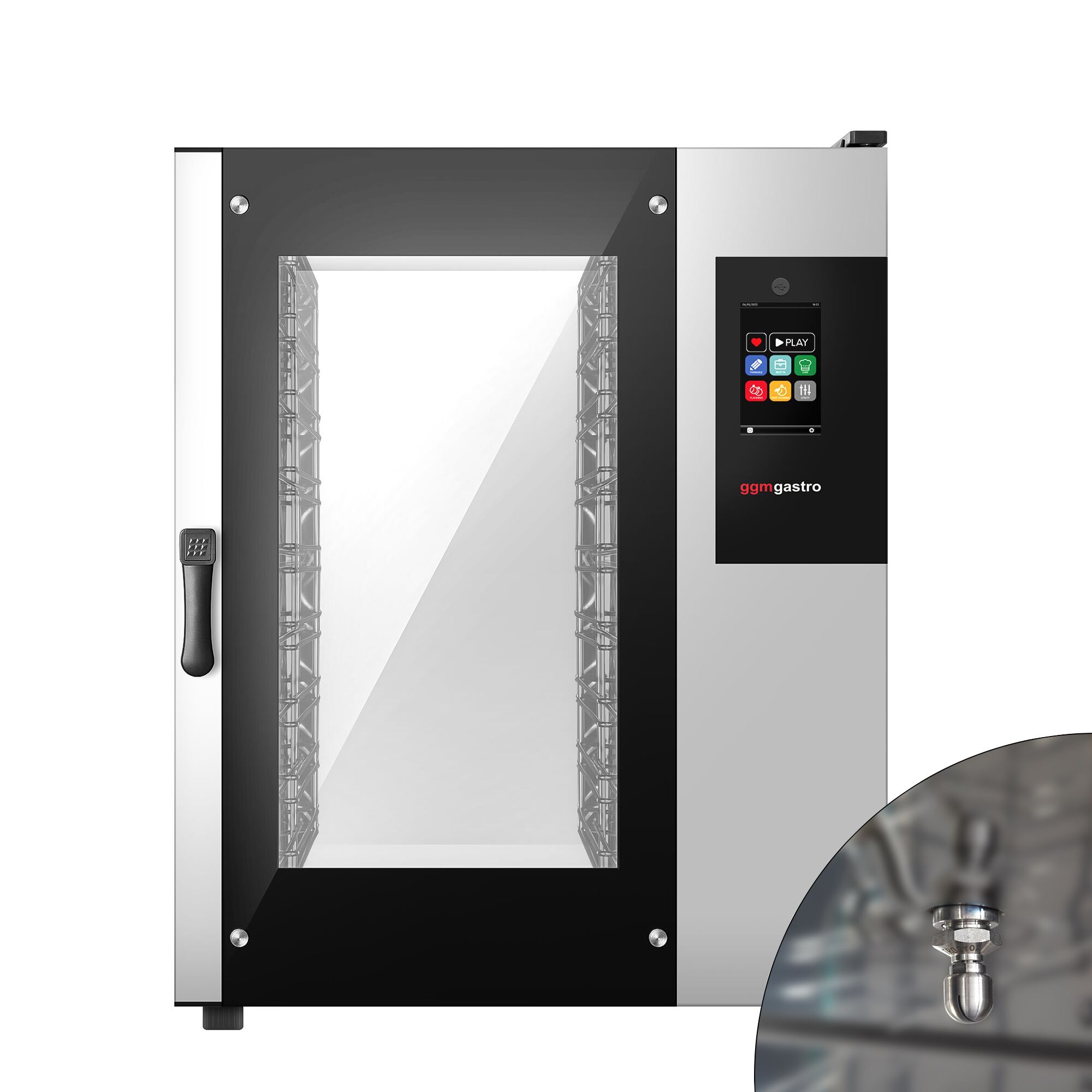 Commercial Electric Bakery Combi Oven - Touchscreen Controls - 10x EN 600x400 - incl. Automatic washing system, Core temperature probe, HACCP monitoring, USB