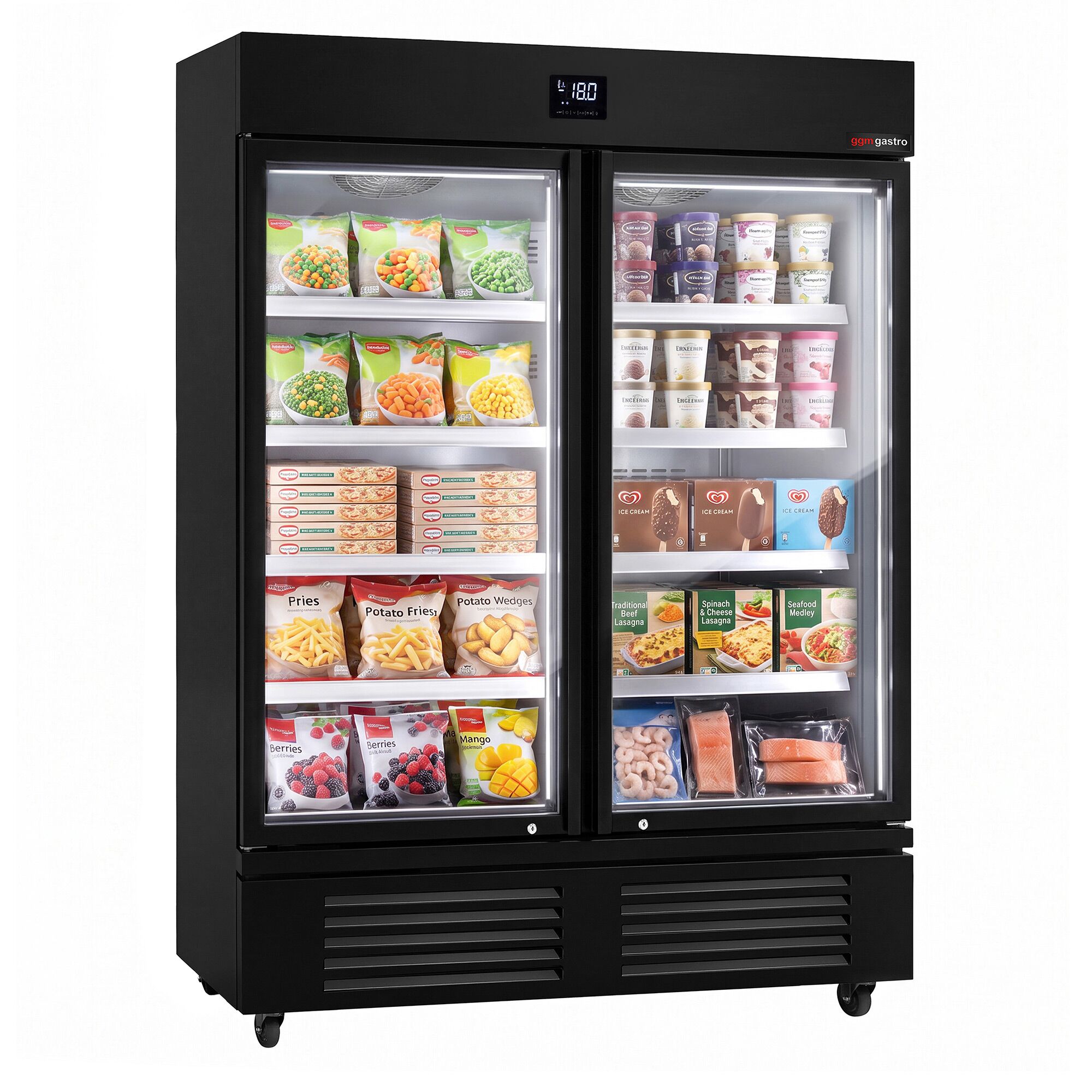 Wall-mounted deep-freeze cabinet – 1384mm – with 8 shelves – with triple glazing