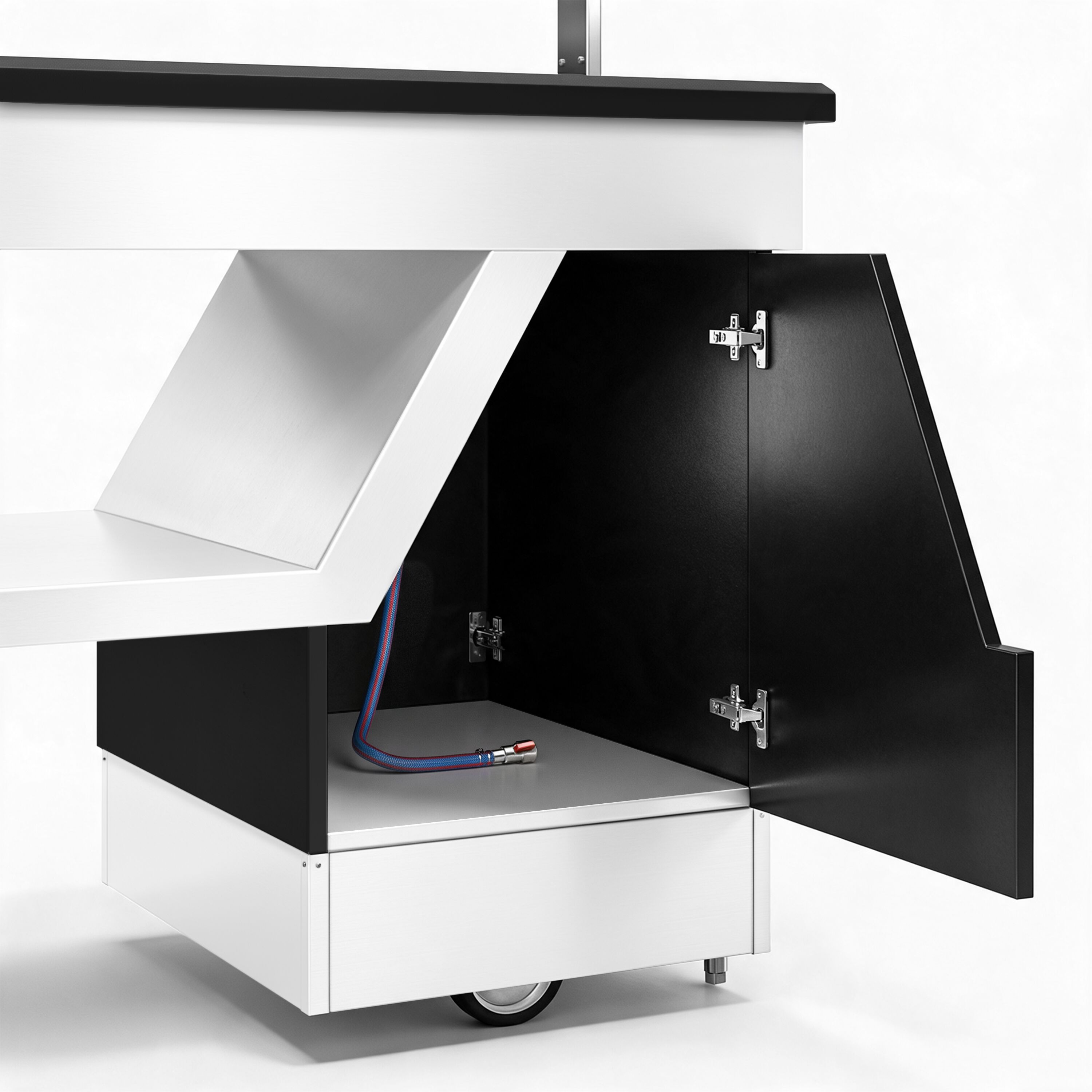 Cold buffet counter – with cooling plate – 2000 mm – for 5x GN 1/1 – incl. plate rack and castors