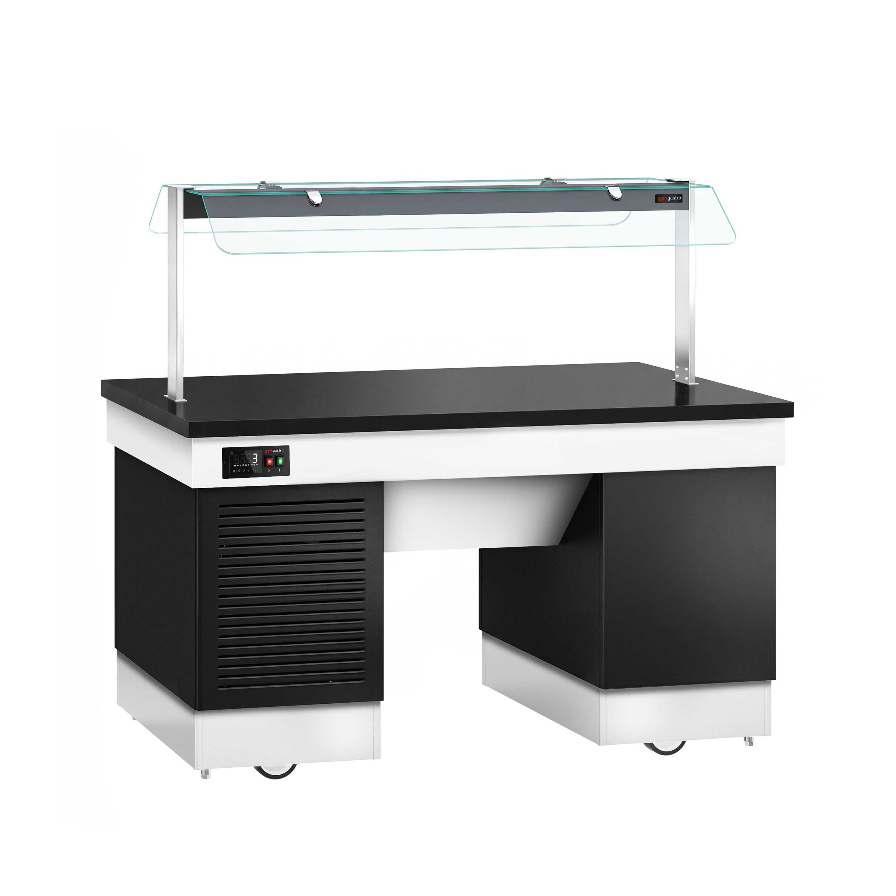 Cold buffet counter – with cooling plate – 1670 mm – for 4x GN 1/1 – incl. castors