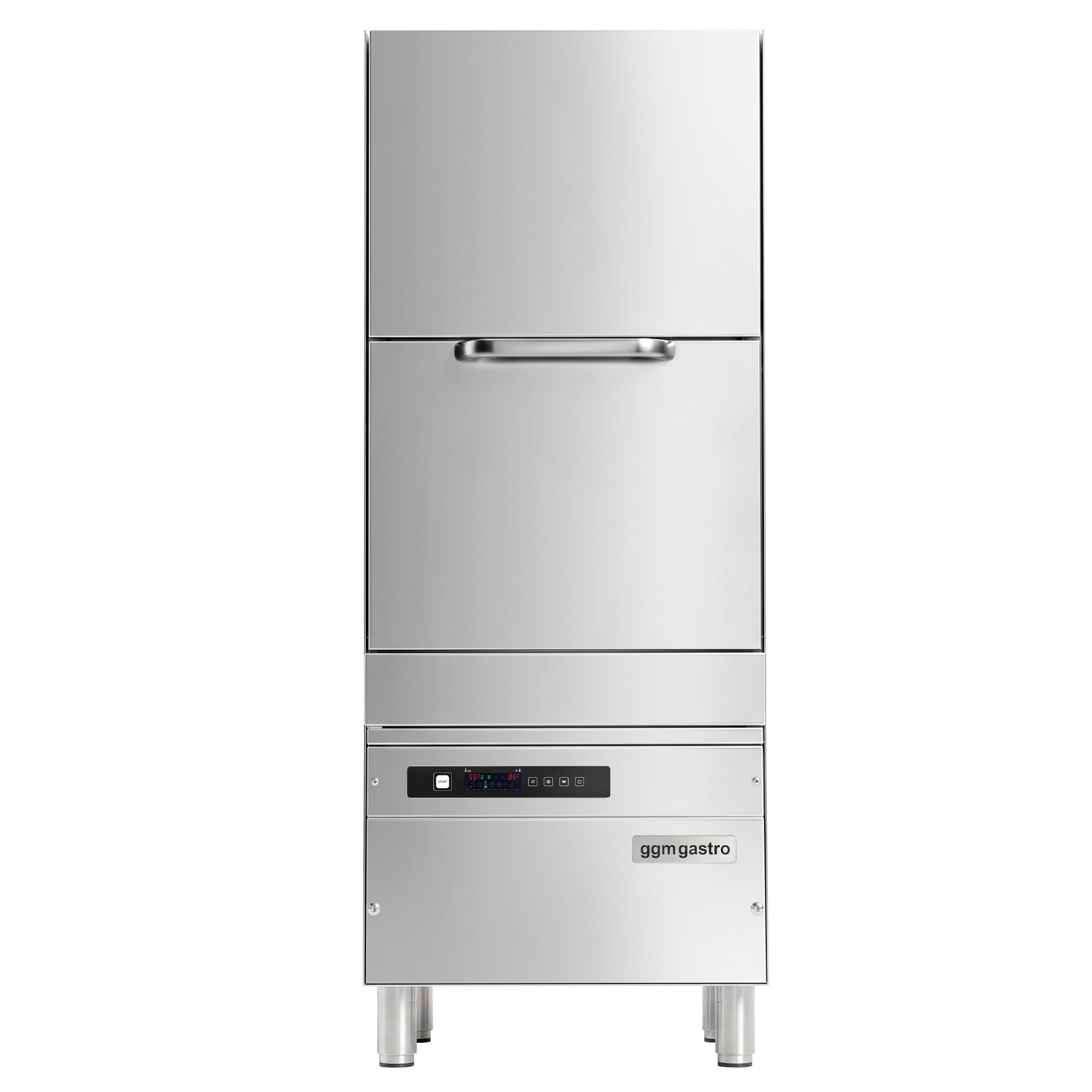 Doppelwandige Topf- & Gerätespülmaschine - Digital - 8 kW - mit absenkbarer Doppeltür, Reiniger & Klarspülerpumpe