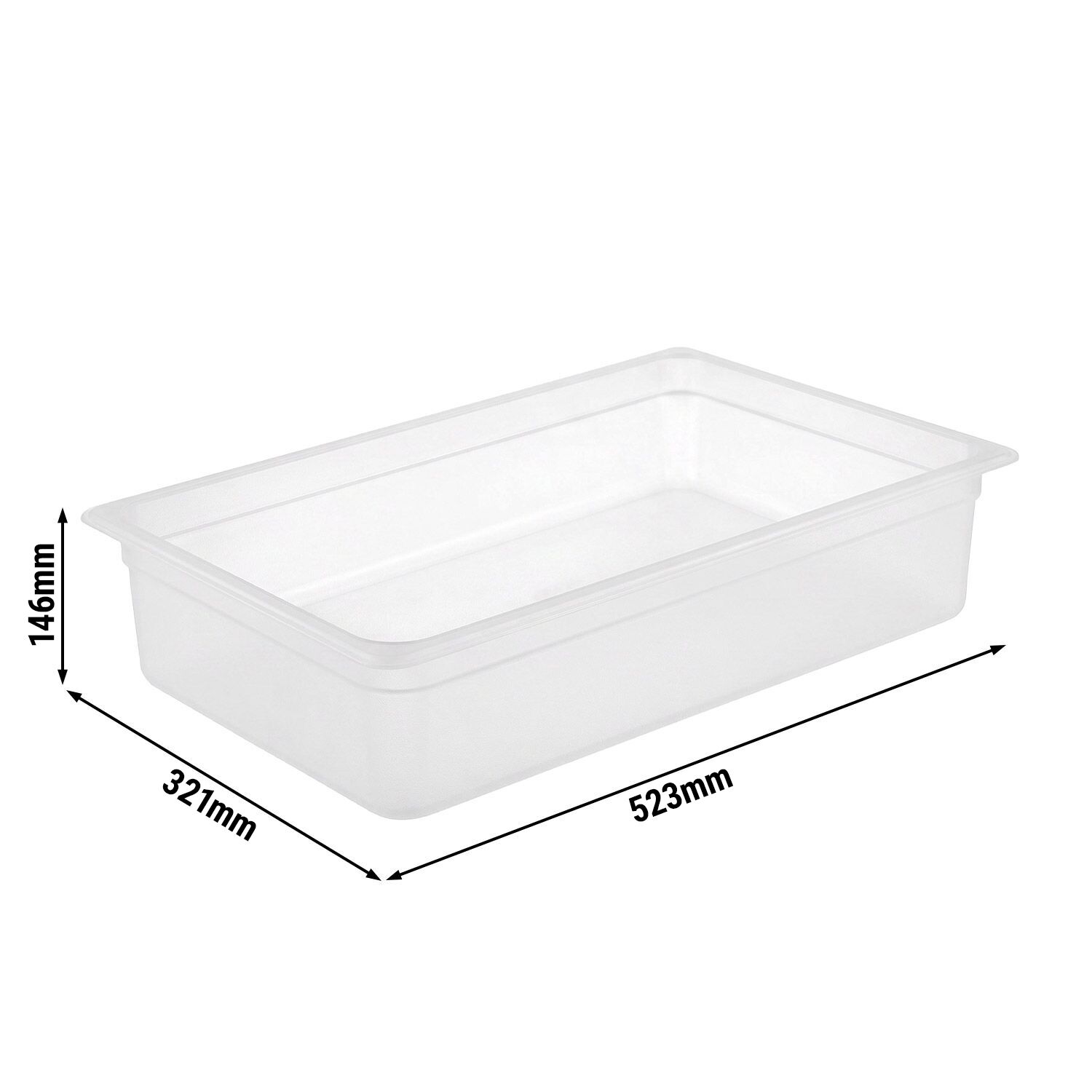 (6 pcs) Polypropylene Container - GN 1/1 - Translucent - 19.5 L - Height: 150 mm