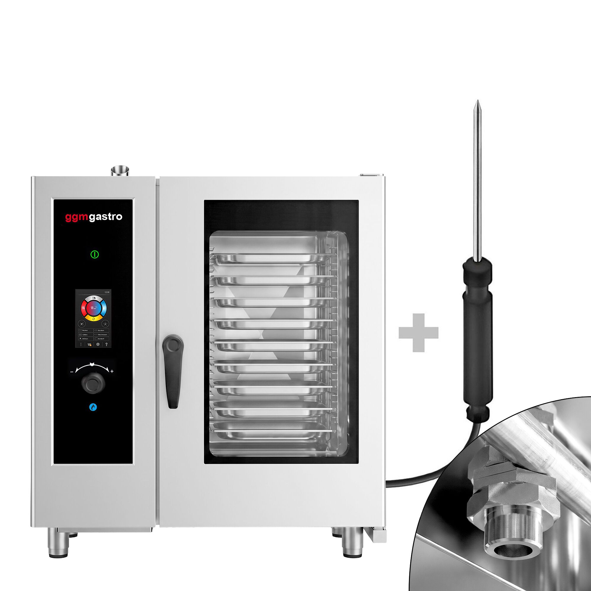 Commercial Gas Combi Oven – Touch Control – 10 × GN 1/1 – with Automatic Cleaning System, Core Temperature Probe, Boiler, Rack
