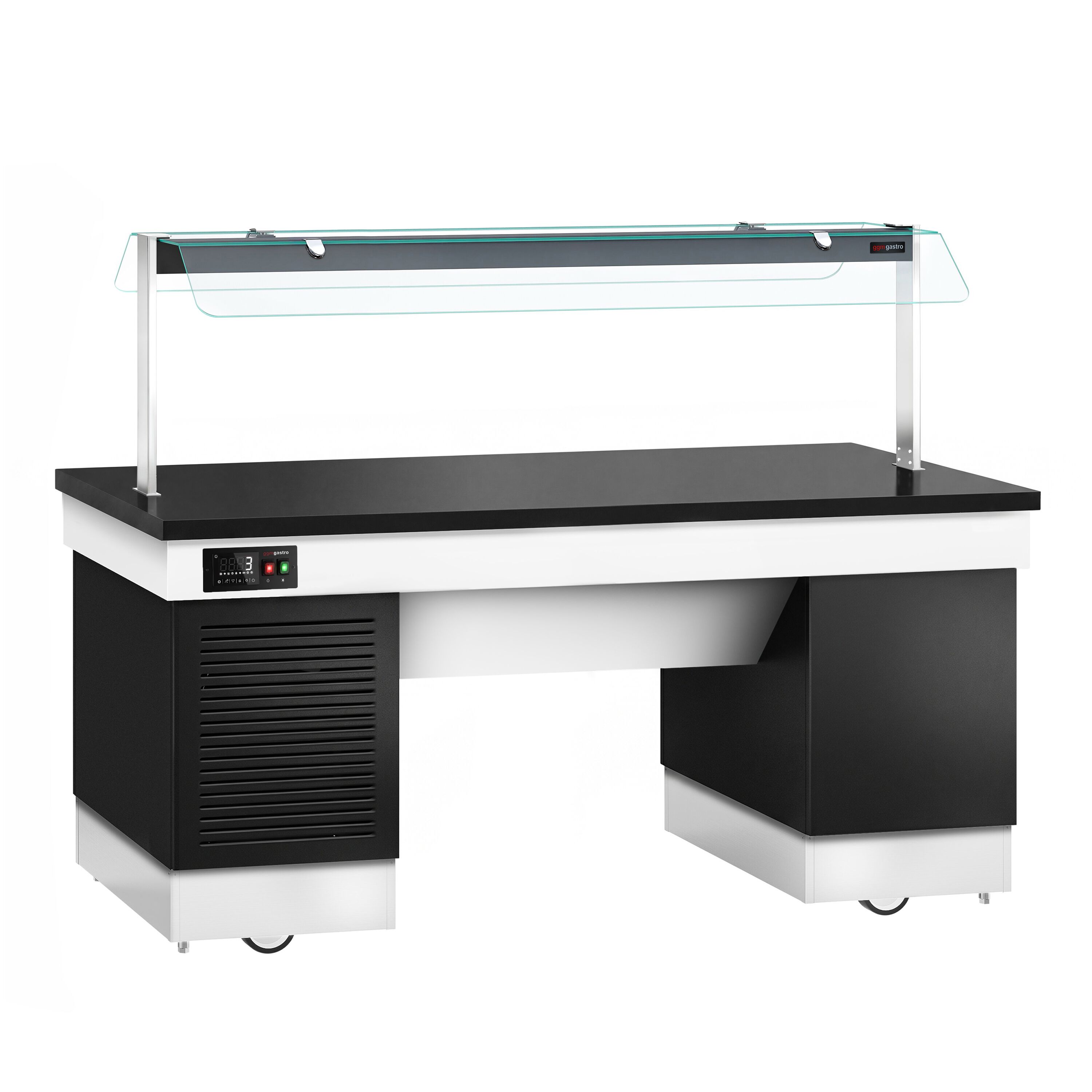 Cold buffet counter – with cooling plate – 2000 mm – for 5x GN 1/1 – incl. castors