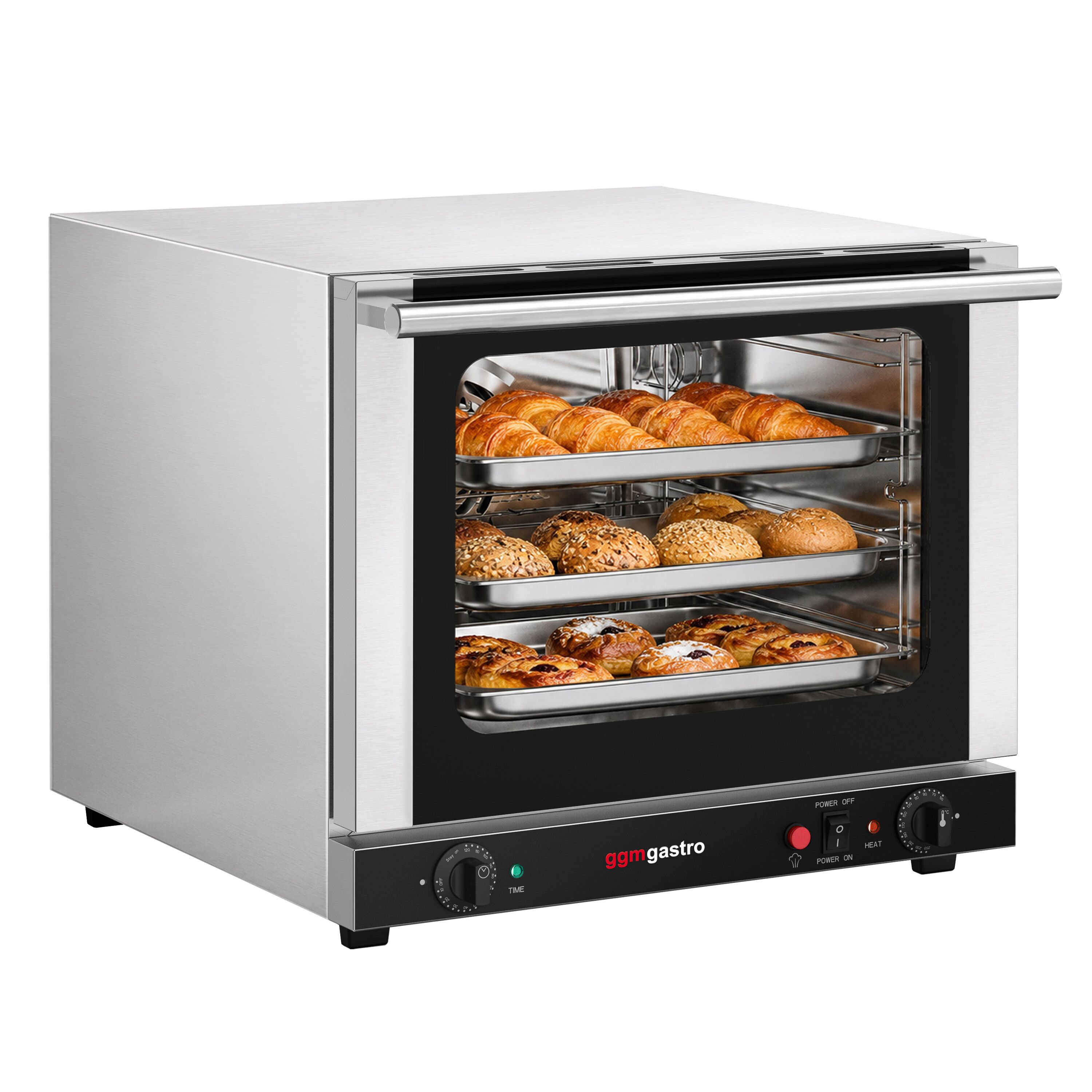 Commercial Convection Oven with Steam Injection – Manual Controls – for 4 × 430 × 315 mm – with Timer – incl. 3 Baking Trays