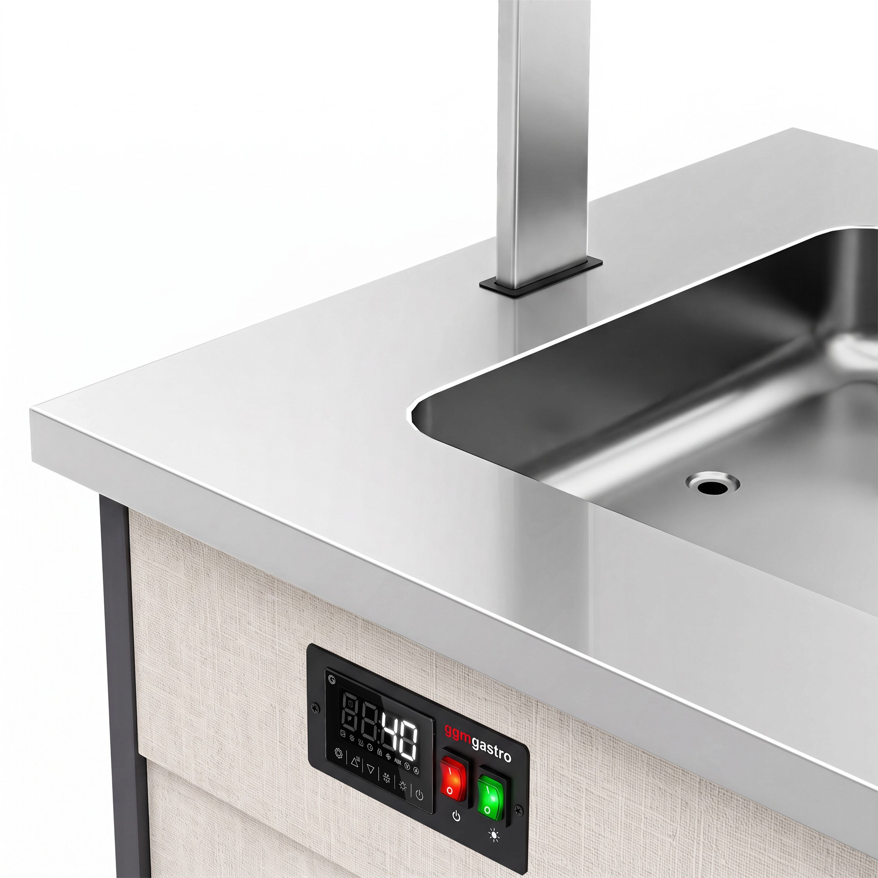 Carrello buffet caldo PARIS - 2000 mm - per 5x GN 1/1 - con bagnomaria, ripiano portapiatti e ruote