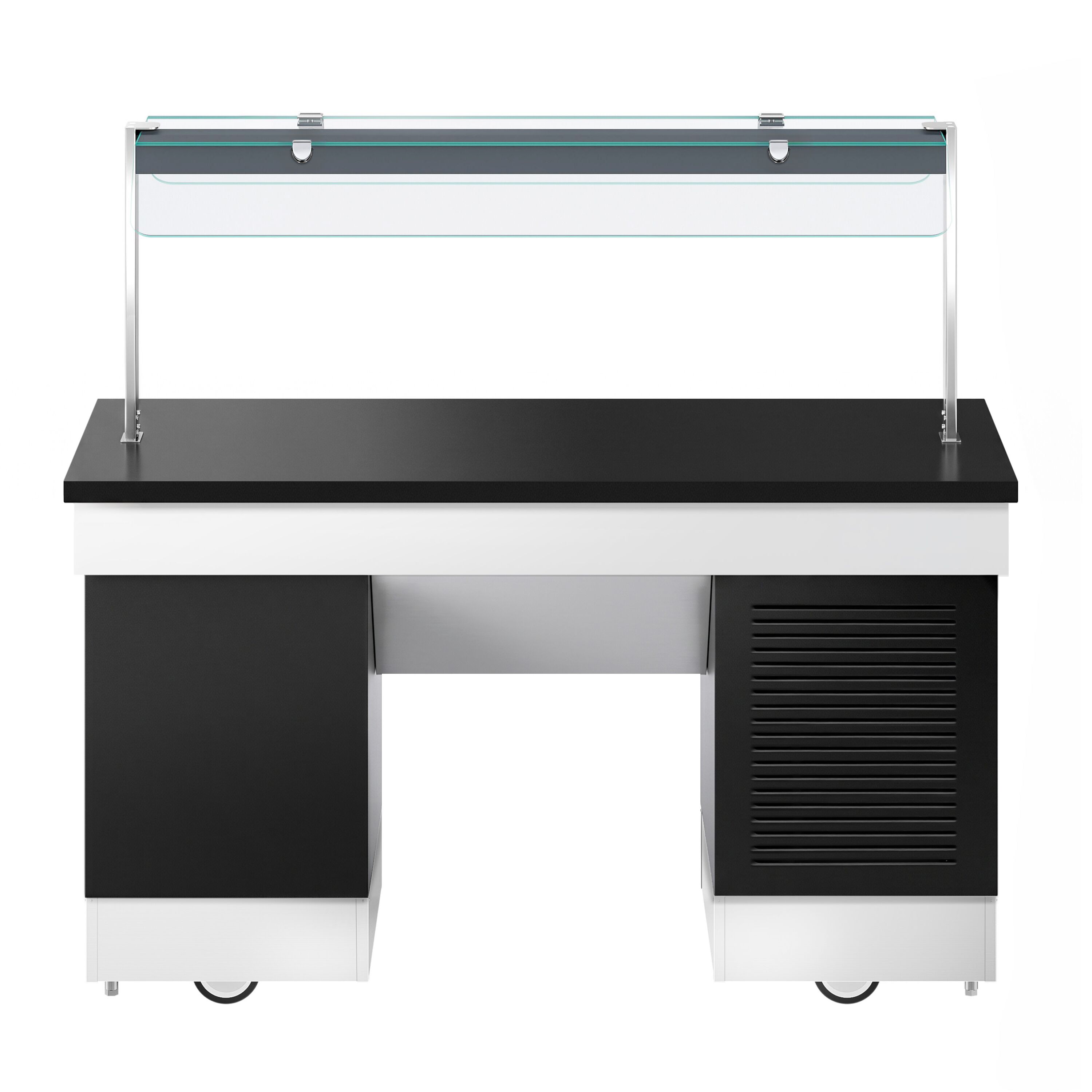 Cold buffet counter – with cooling plate – 1670 mm – for 4x GN 1/1 – incl. castors