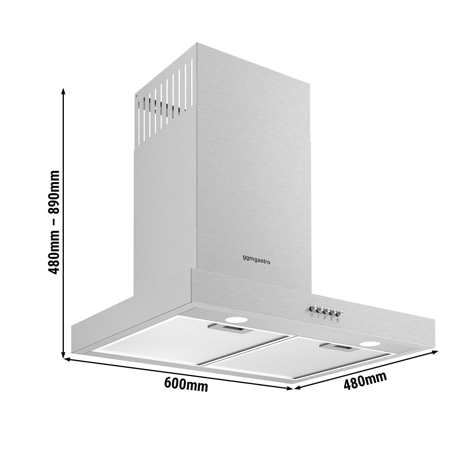 Commercial Recirculating Extraction Hood with Motor – 595 mm – Control Unit, Filter and Light – Compatible with GHF4