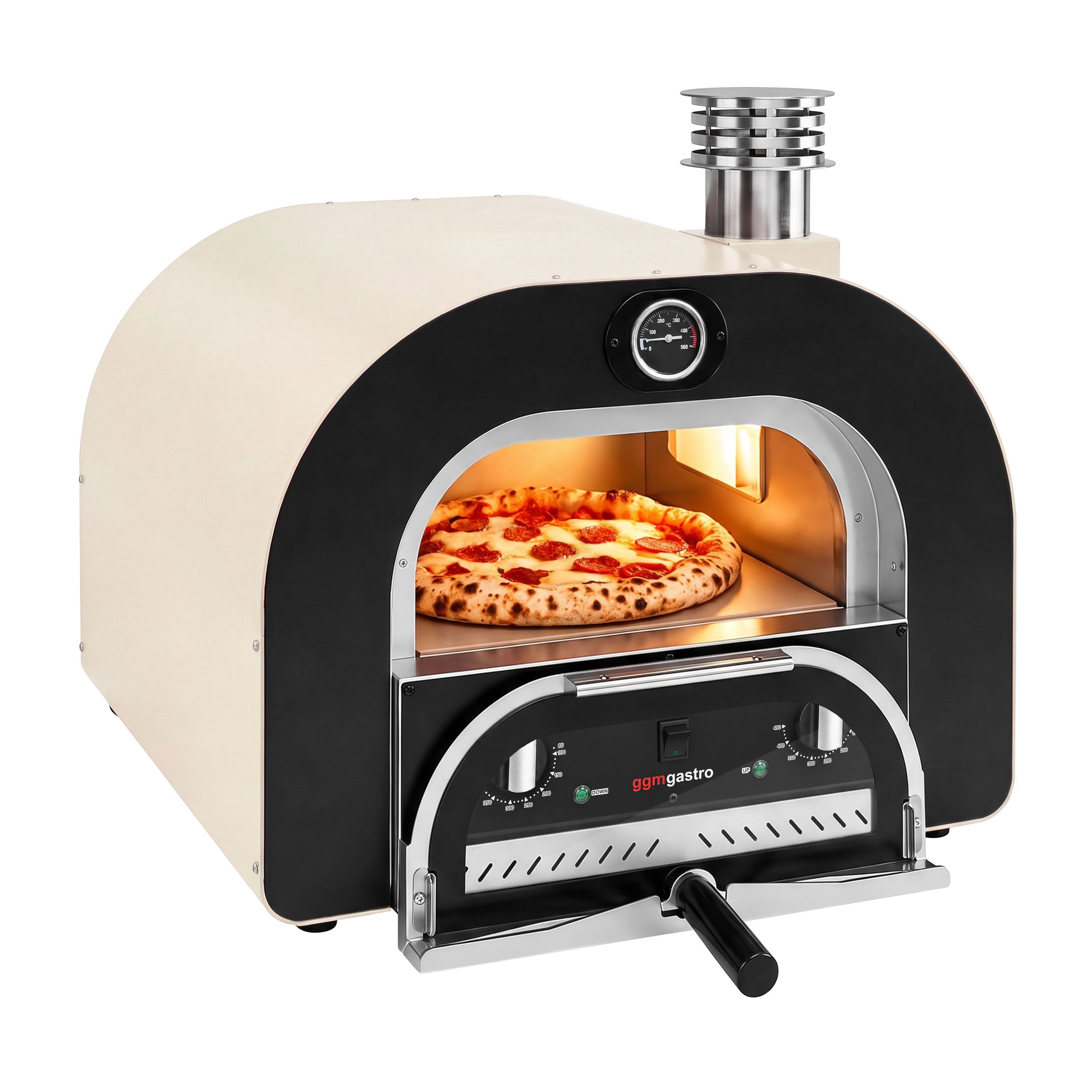 Forno elettrico per pizza - 1x 40 cm - Manuale - con cappa di ventilazione - 3,5 kW - Bianco