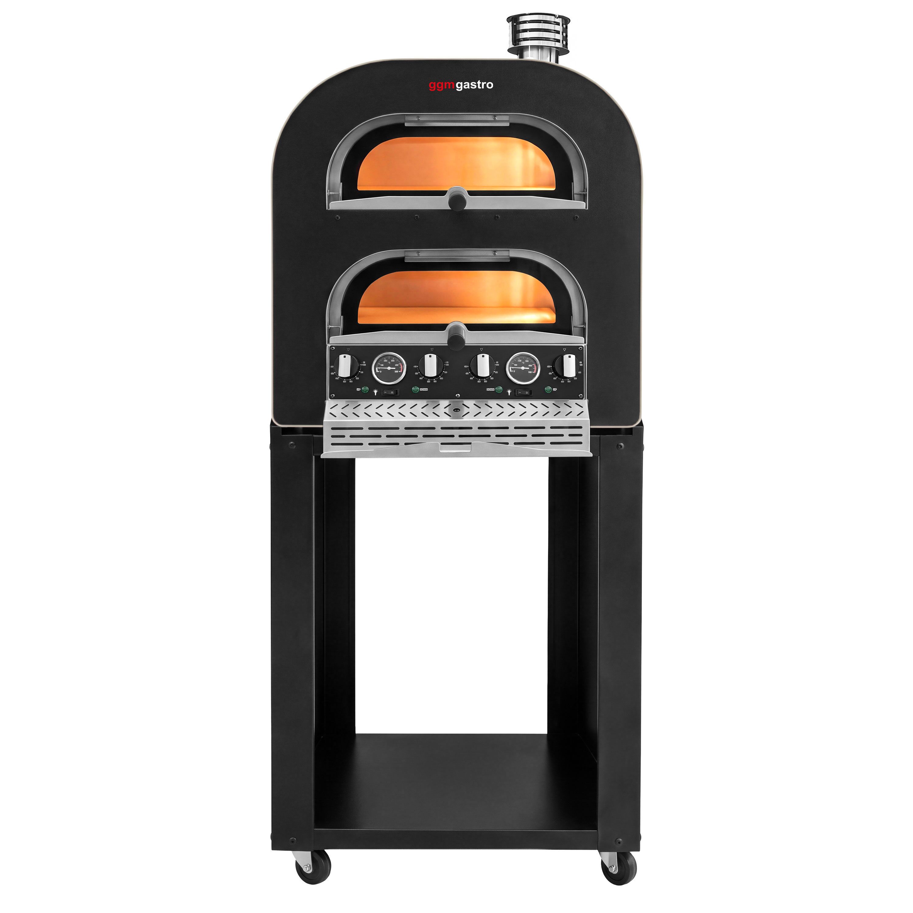 Forno elettrico per pizza - 1+1 x 40 cm - Manuale - con cappa di ventilazione - 7 kW - Bianco