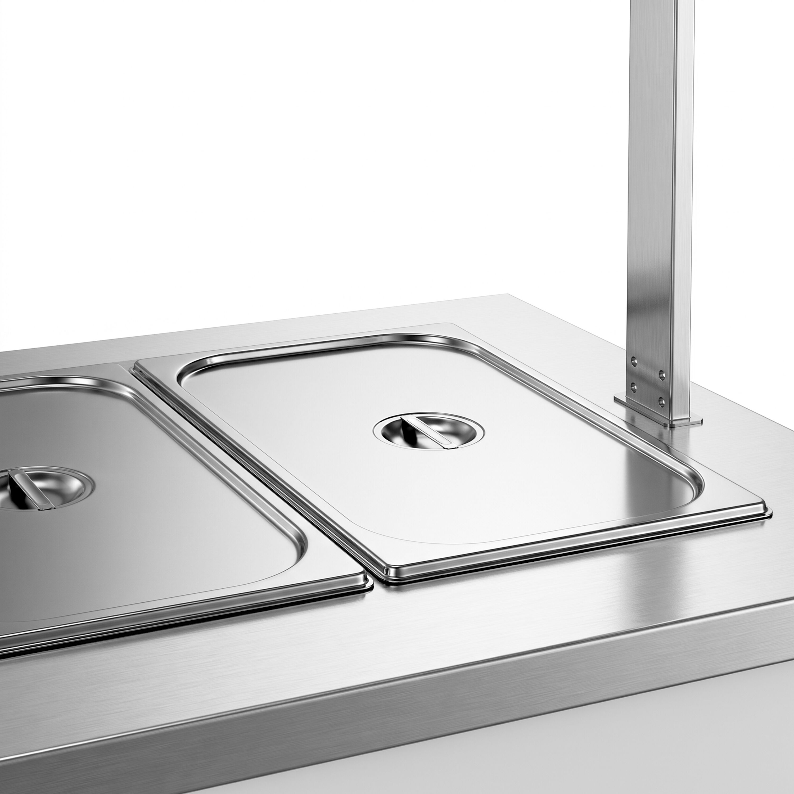 Hot buffet counter – with bain-marie – 1670 mm – for 4x GN 1/1 – incl. plate rack and castors