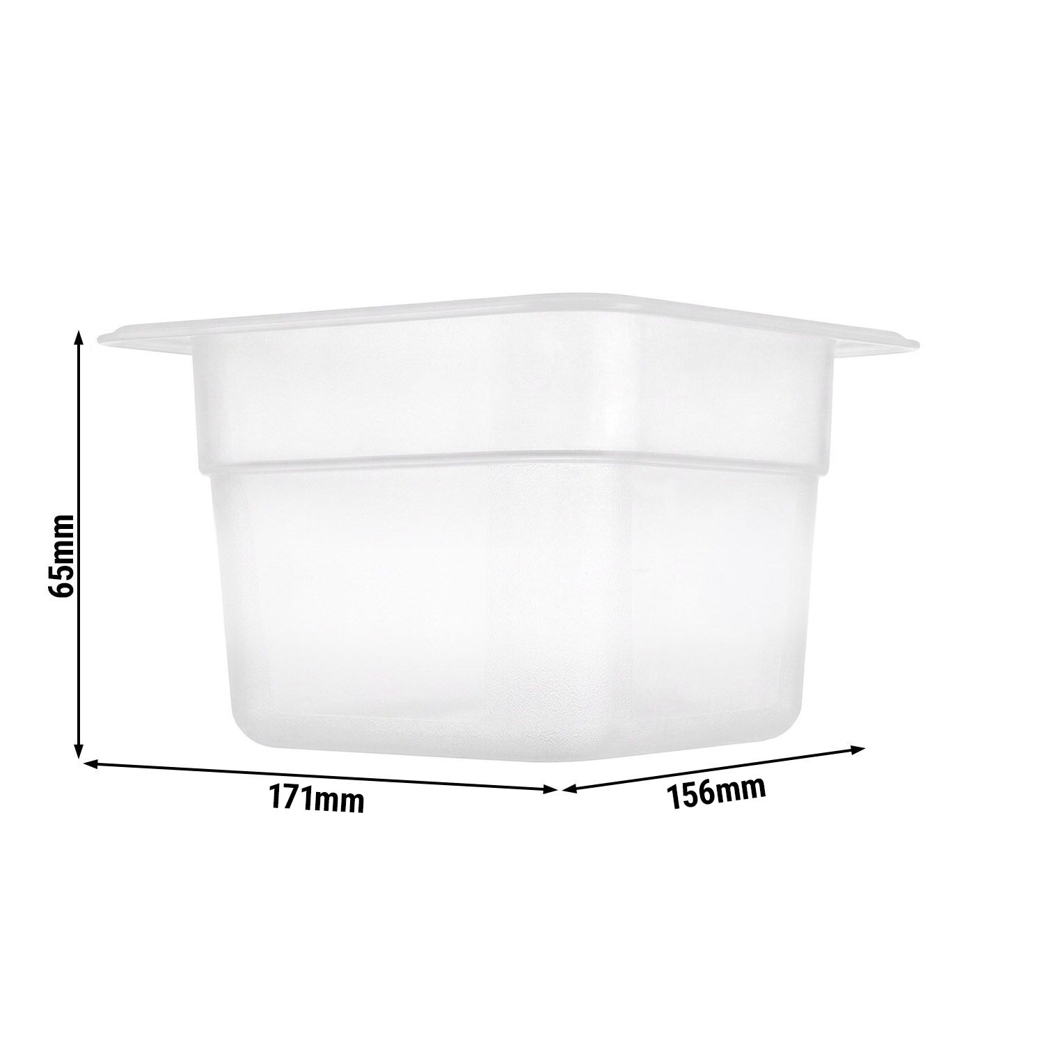 (12 Adet) Polipropilen Gastronorm Küvet - GN 1/6 - Yarı Şeffaf - 1 L - Yükseklik: 65 mm
