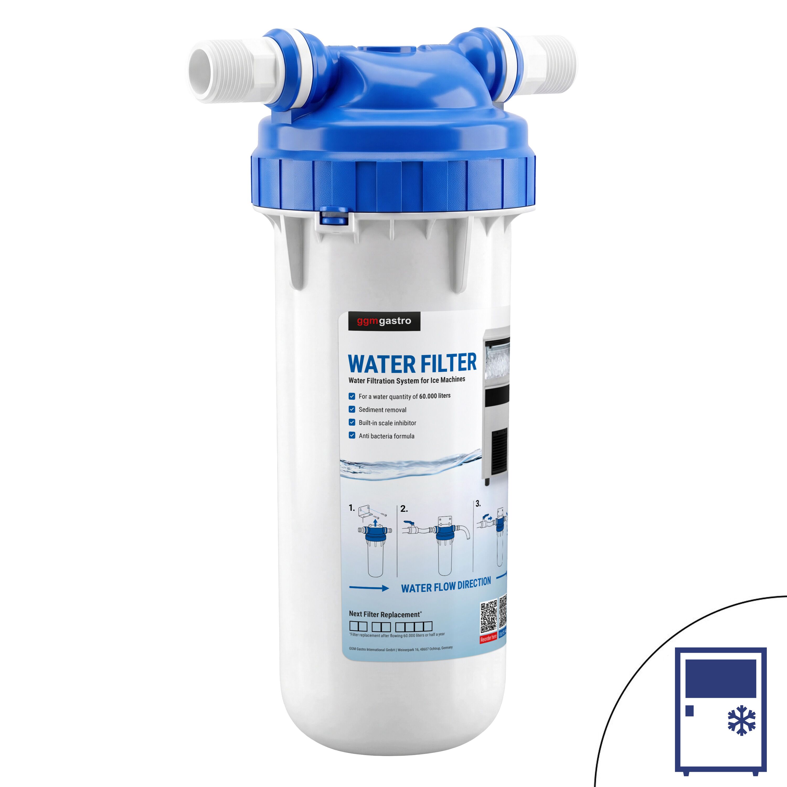 Wasserfiltersystem/Entkalker für Eiswürfelbereiter - Leistung: 480 Liter/Stunde