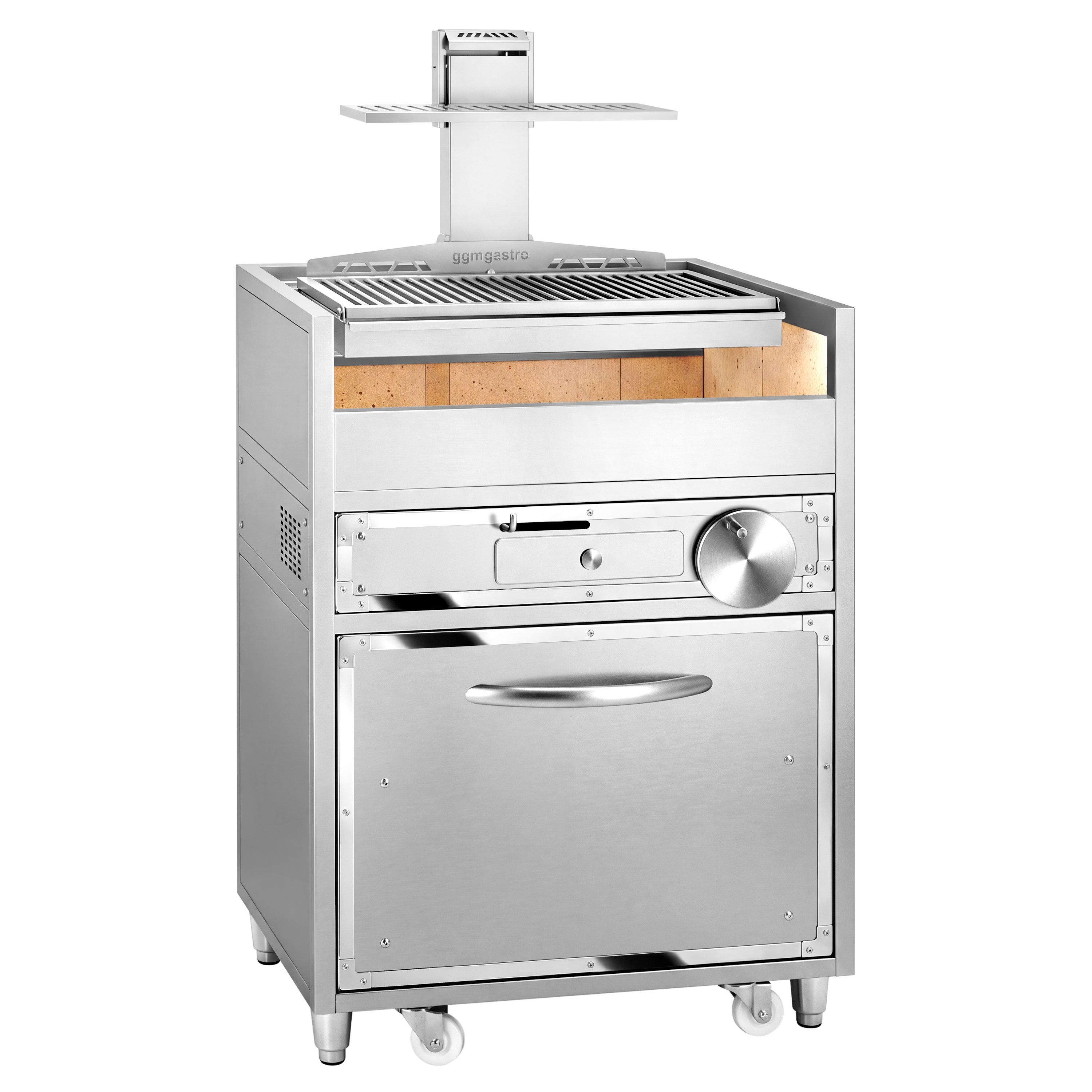 Charcoal barbecue – 2 height-adjustable grill racks – with ash drawer & storage drawer