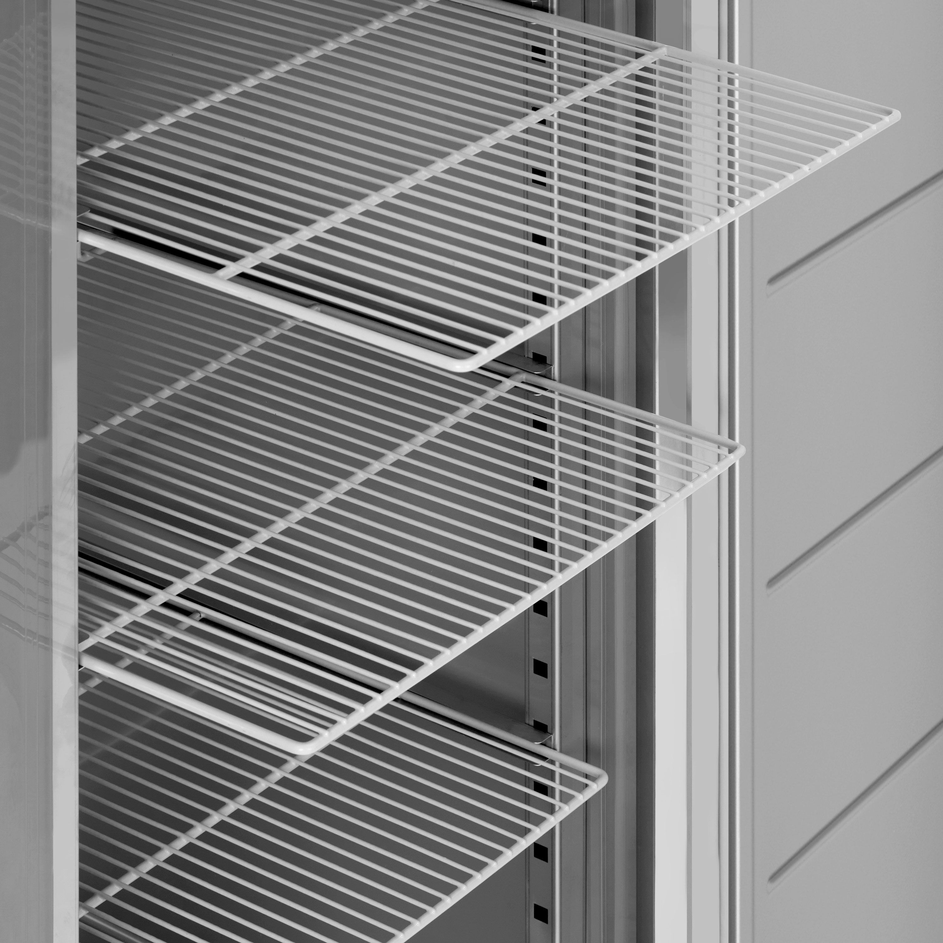 Upright Freezer Stainless steel ECO - 1200L - with 2 doors - On castors - Inner door plastic