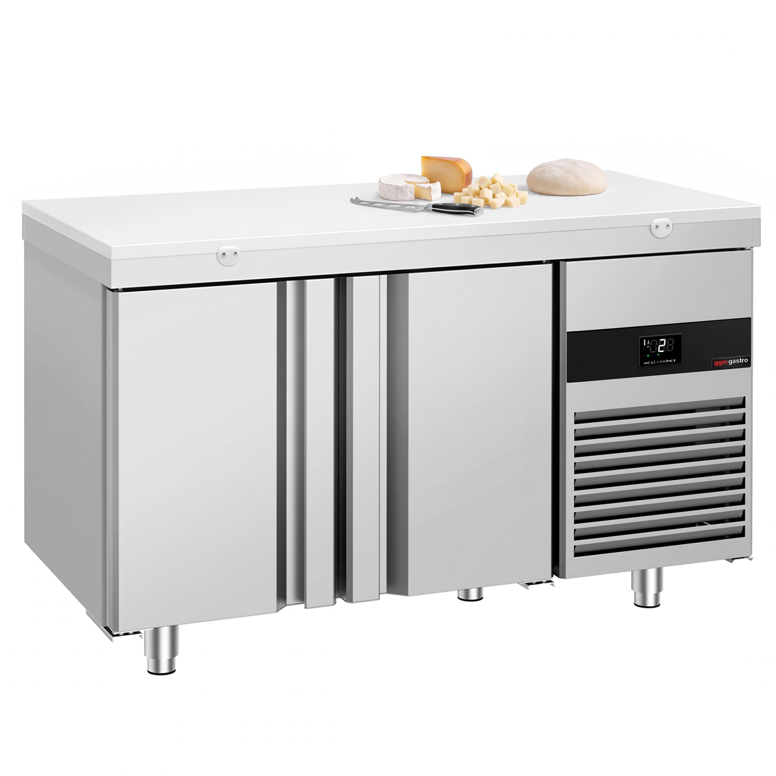 Kühltisch PREMIUM - 1400x700mm - mit 2 Türen - inkl. Schneideplatte Weiß