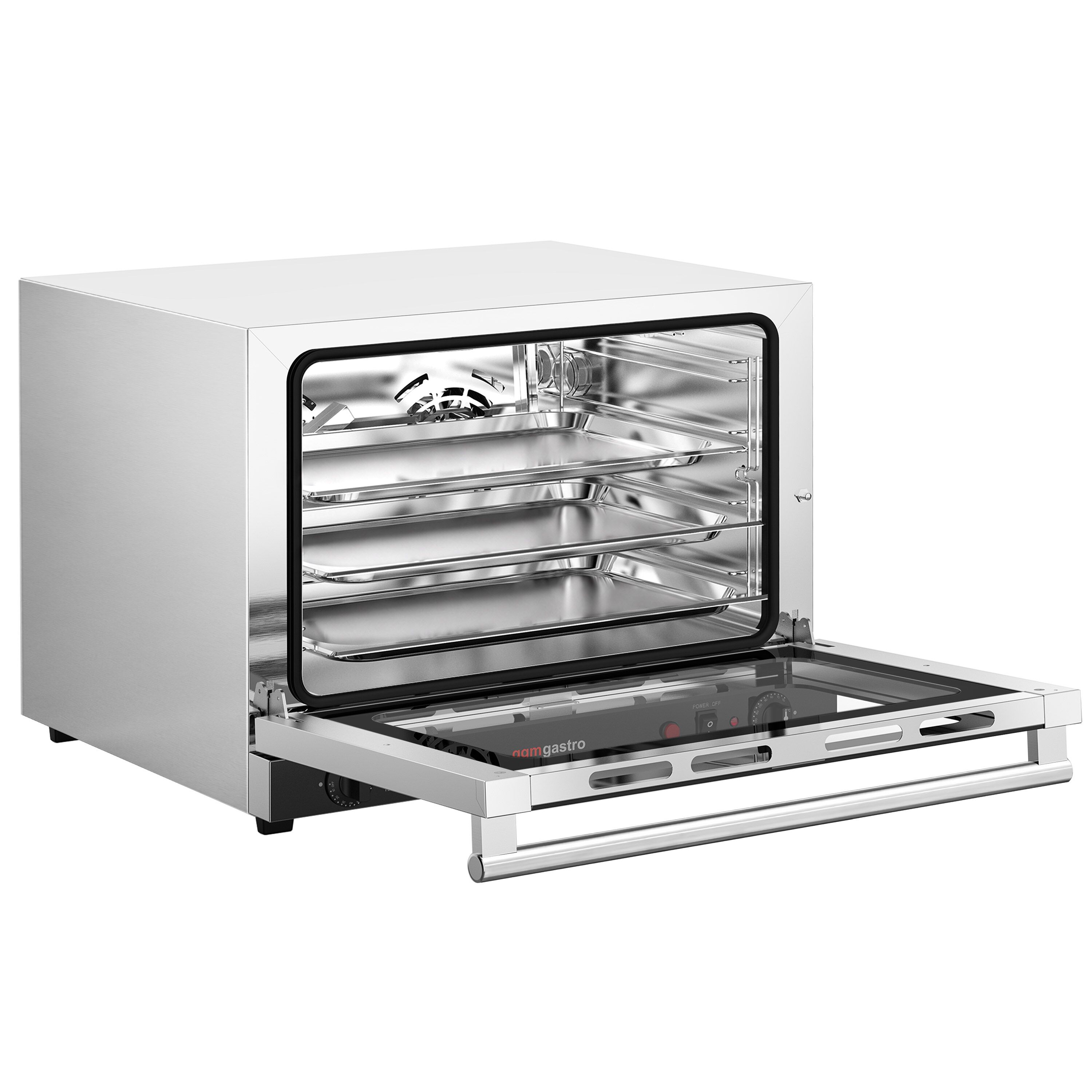 Commercial Convection Oven with Steam Injection – Manual Controls – for 4 × GN 1/1 – with Timer – incl. 3 Baking Trays