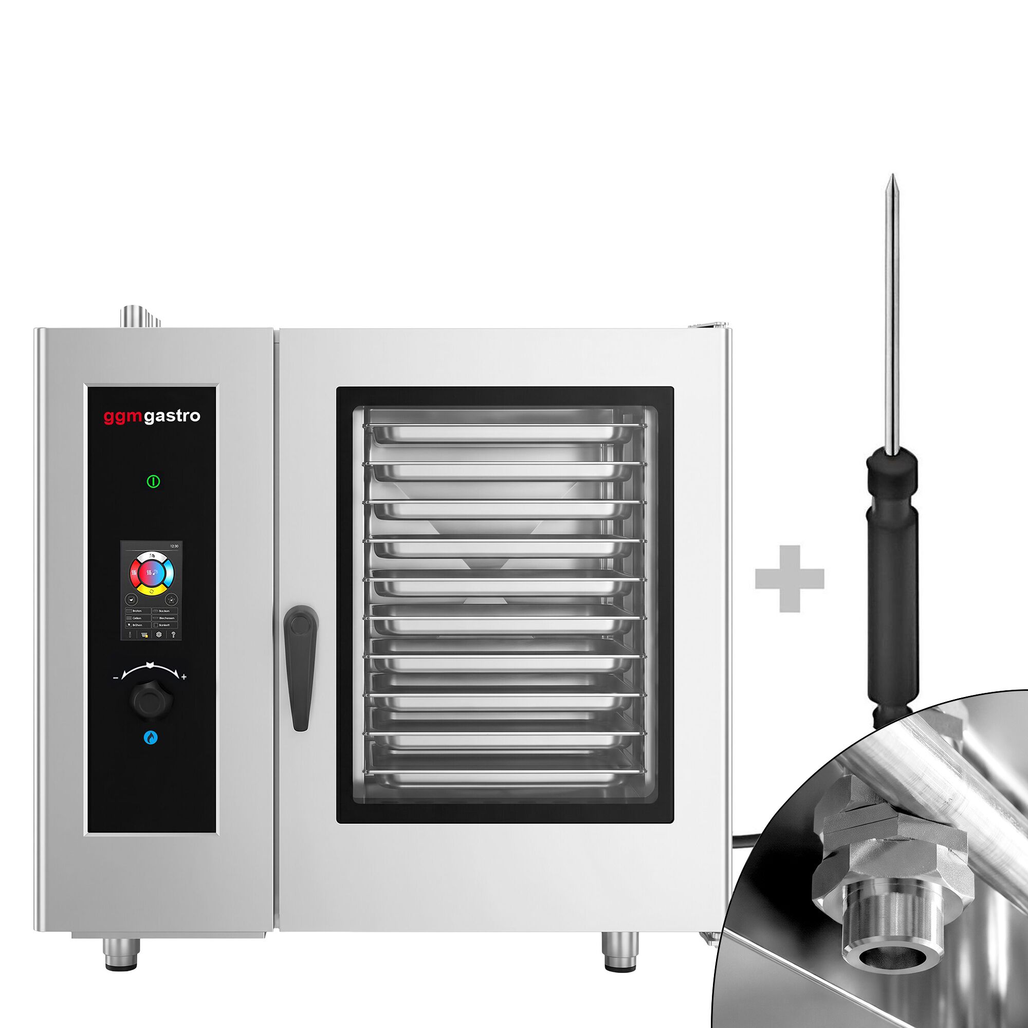 Commercial Gas Combi Oven – Touch Control – 20 × GN 1/1 – with Automatic Cleaning System, Core Temperature Probe, Boiler, Rack