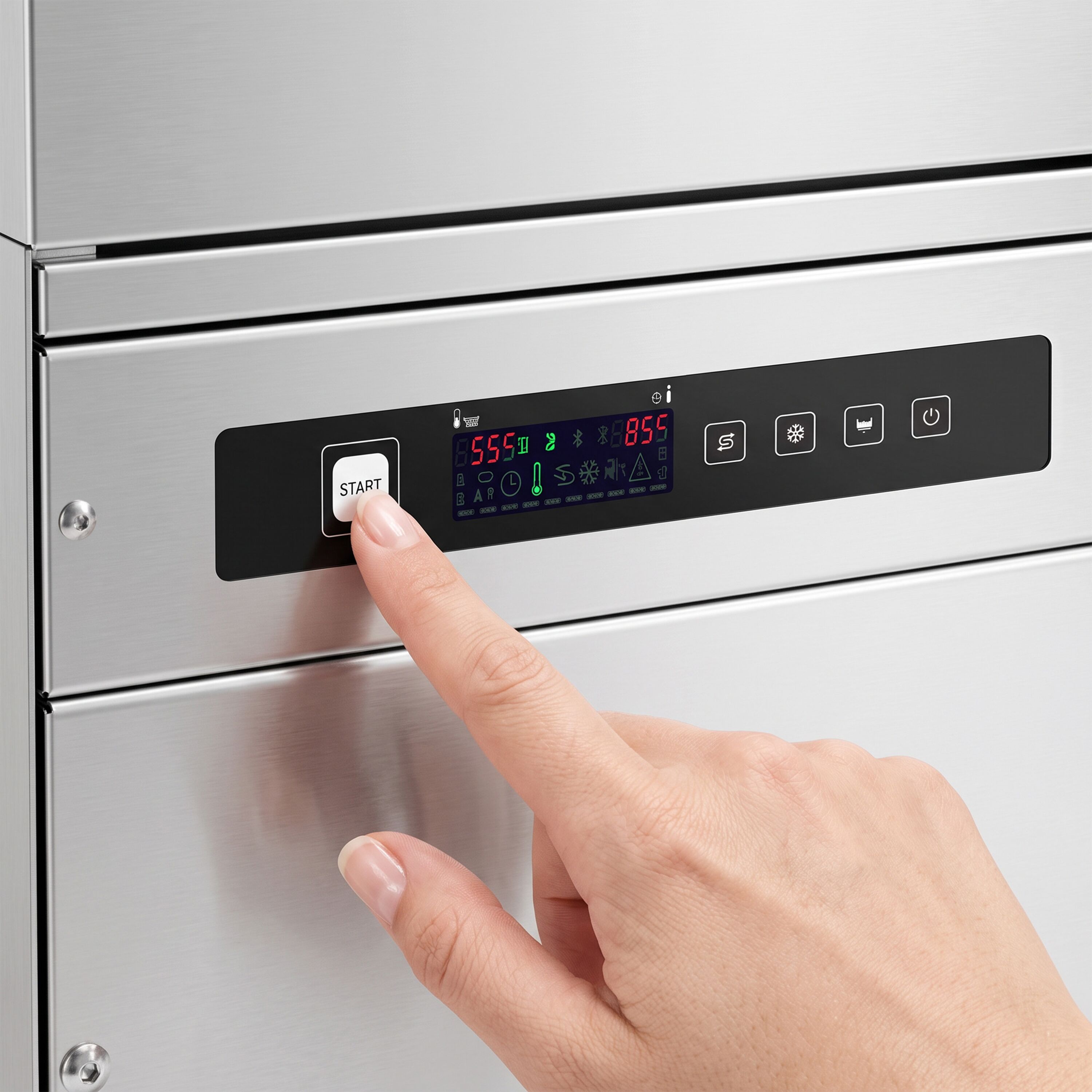 Doppelwandige Topf- & Gerätespülmaschine - Digital - 8 kW - mit absenkbarer Doppeltür, Reiniger & Klarspülerpumpe