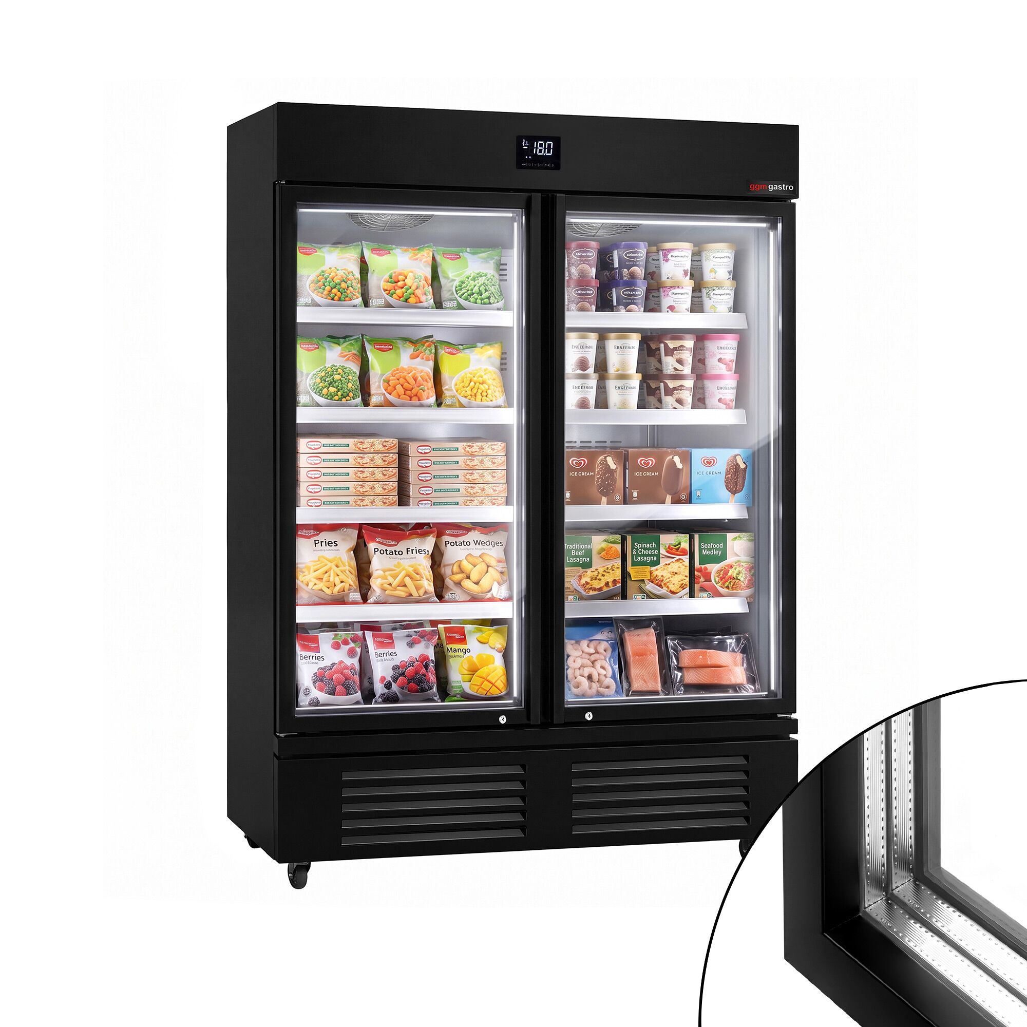 Wall-mounted deep-freeze cabinet – 1384mm – with 8 shelves – with triple glazing