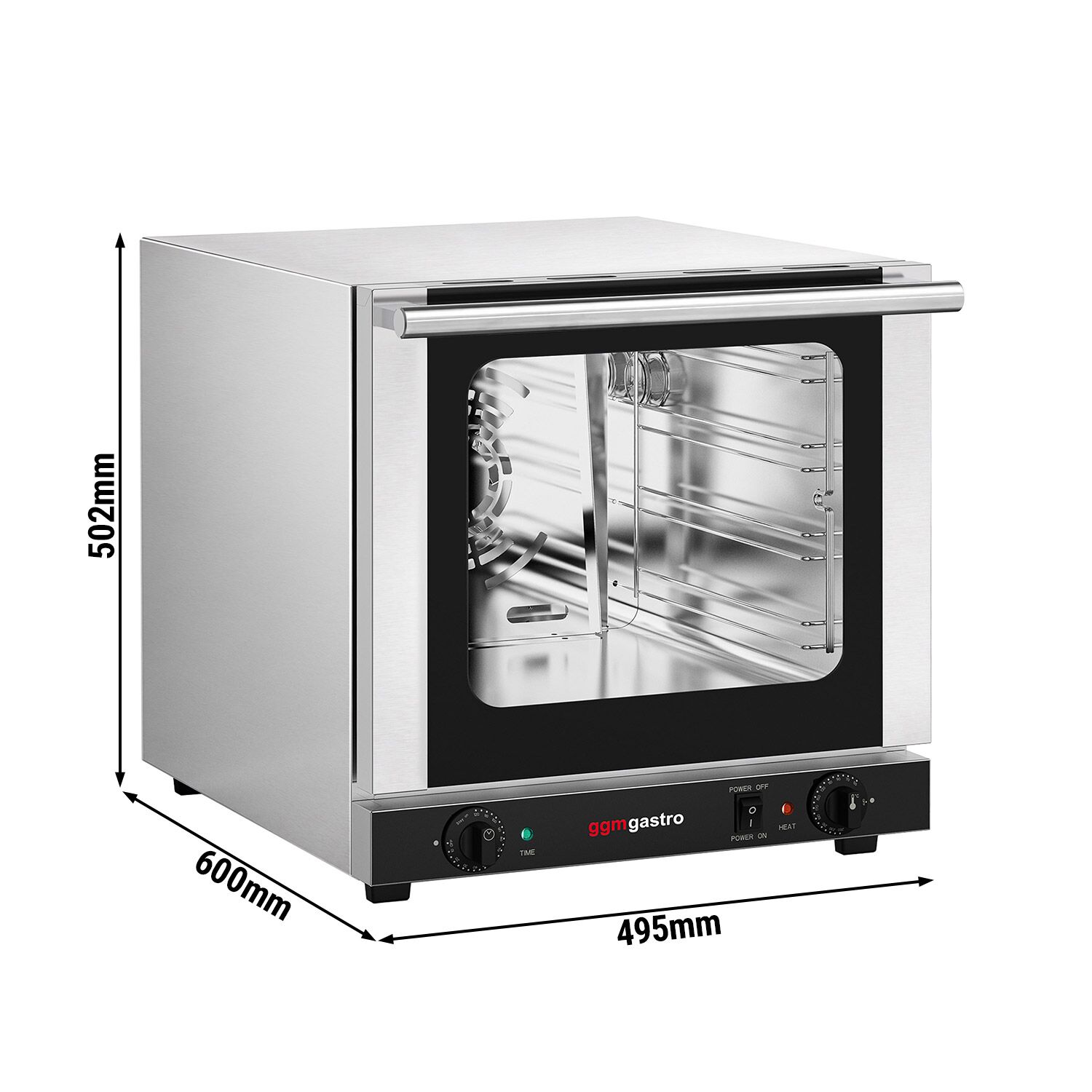 Commercial Convection Oven – Manual Controls – for 4 × GN 2/3 – with Timer – incl. 3 Baking Trays