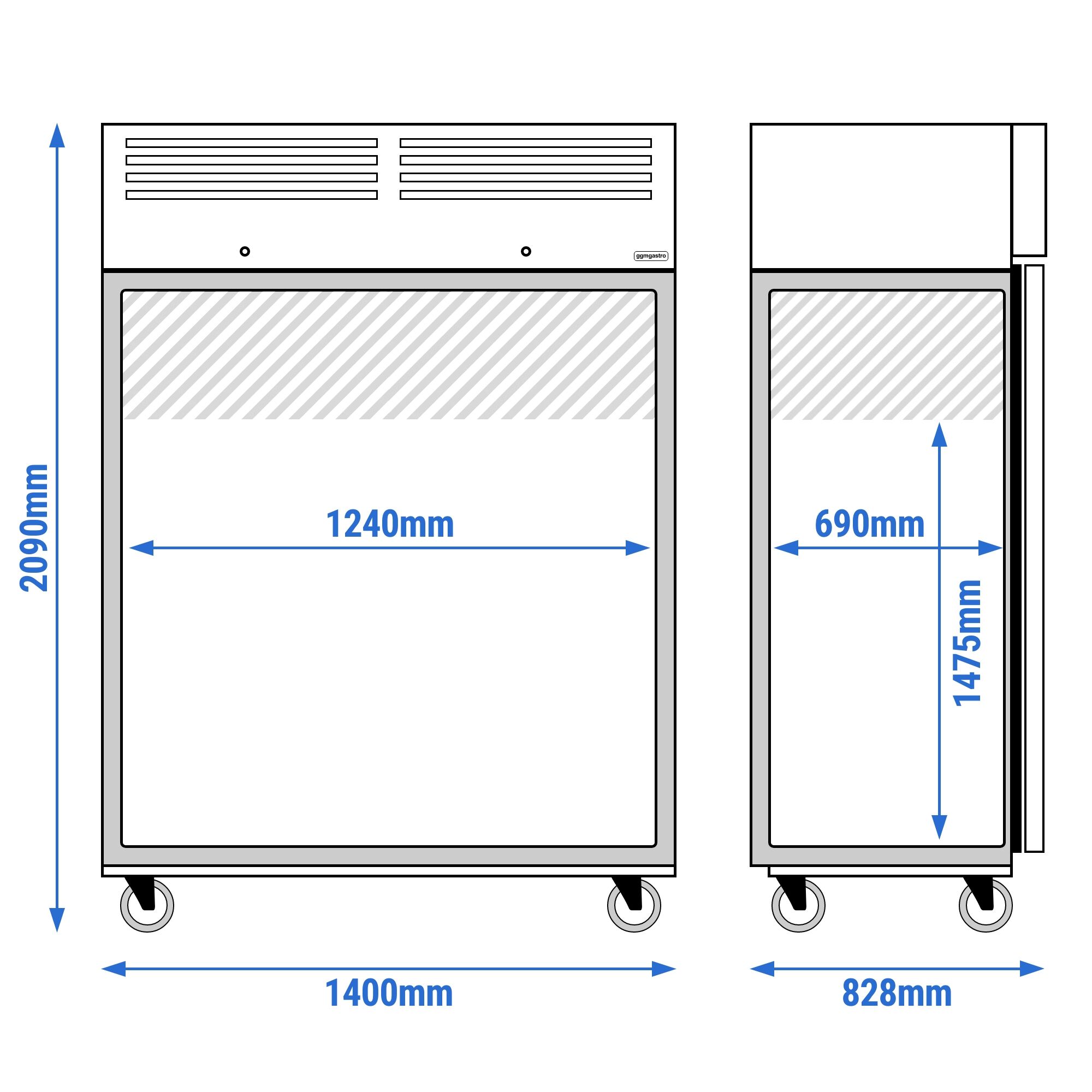 Commercial Upright Fridge Stainless steel PREMIUM - GN 2/1 - 1350 litres - with 2 doors