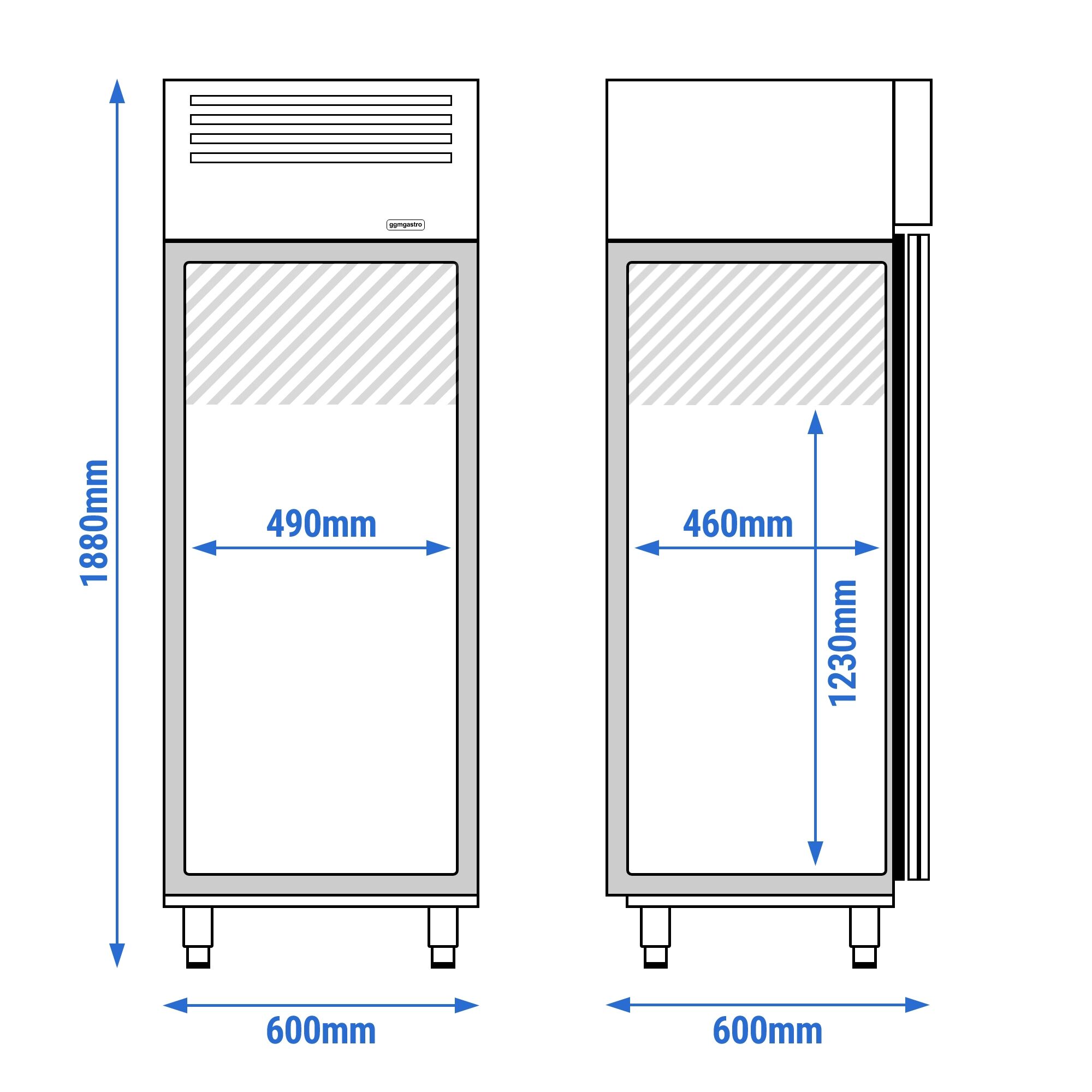 Commercial Upright Freezer Stainless steel PREMIUM - 400L - with 1 door