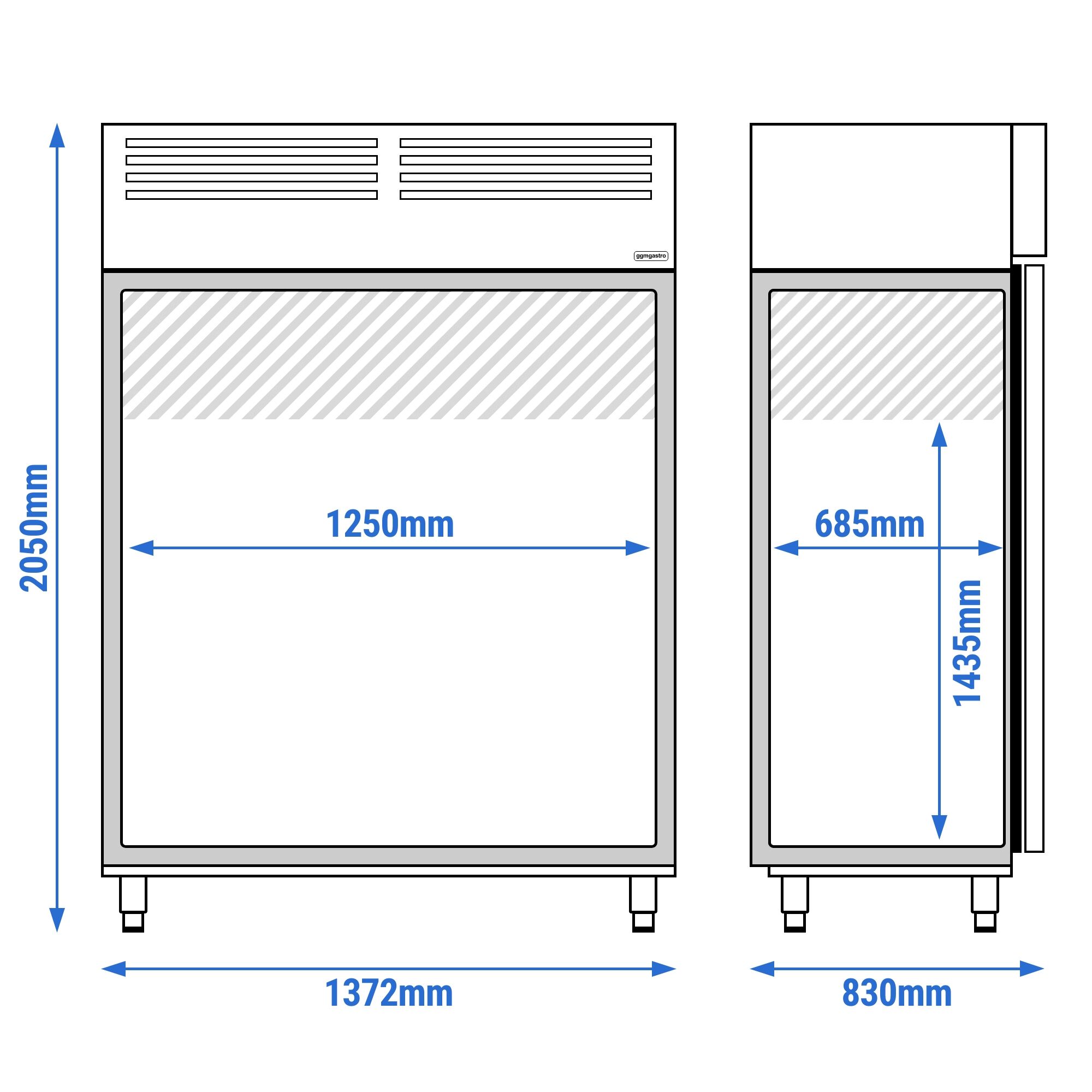 Commercial Upright Freezer Stainless steel PREMIUM - GN 2/1 - 1200L - with 2 doors