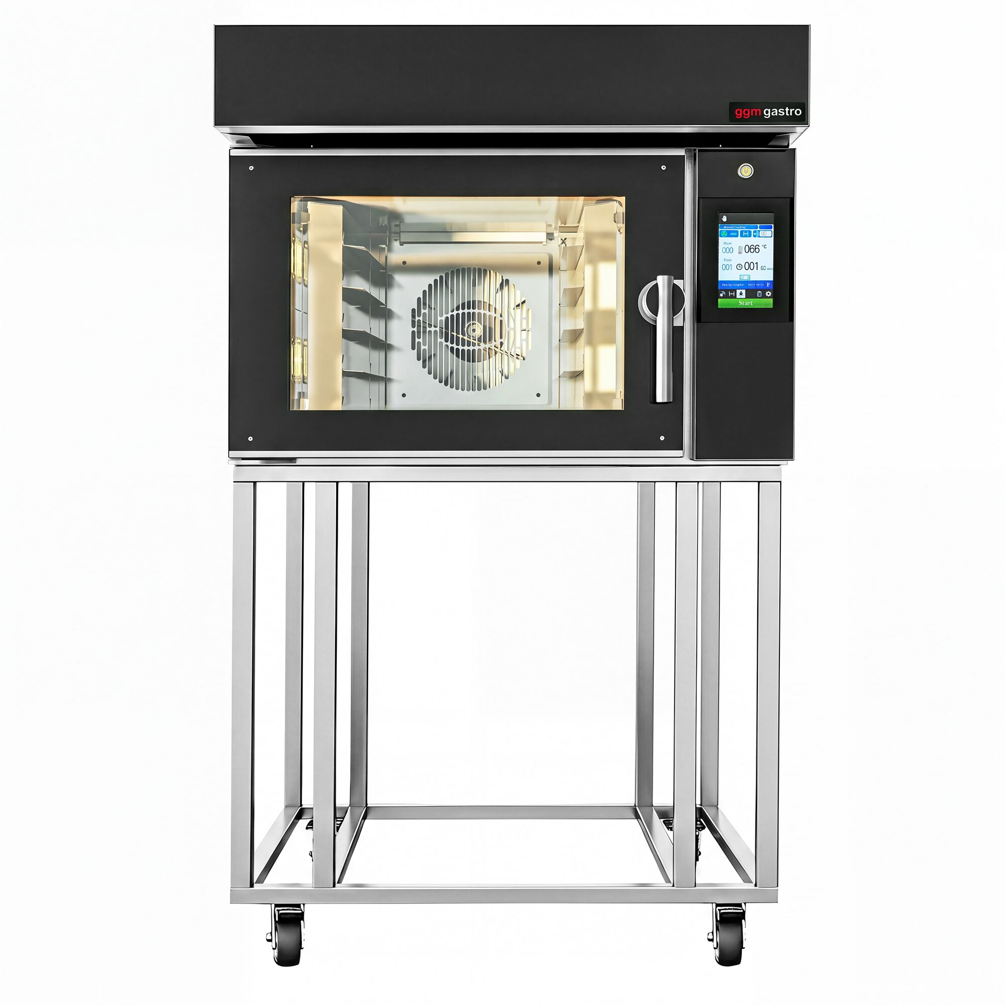 Electric Bakery Convection Oven - with Humidity Control - Touchscreen Controls - 5x 600x400mm (EN 60x40) - Black - with Prover Cabinet & with Stand