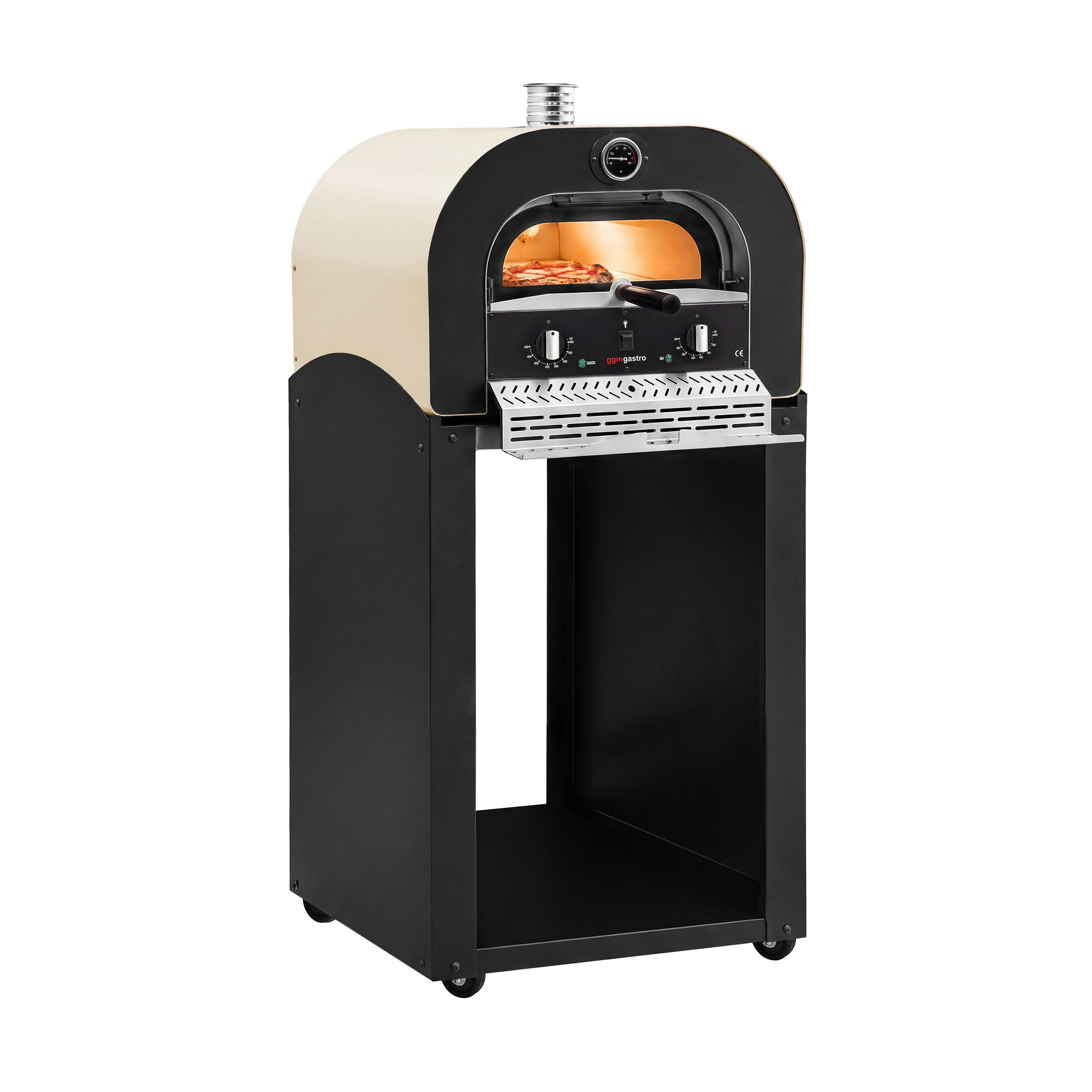 Forno elettrico per pizza - 1x 40 cm - Manuale - con cappa di ventilazione - 3,5 kW - Bianco