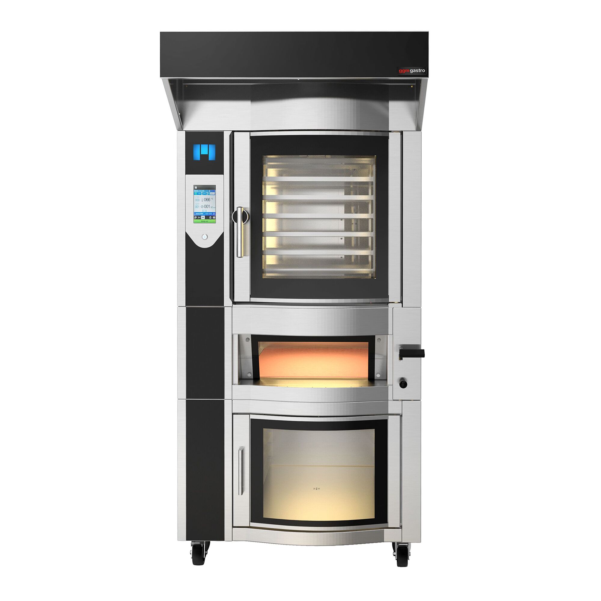 Rotary Electric Commercial Bakery Convection Oven with Steam Injection - Touchscreen Controls - Bakery Convection Oven - 6x 600x400mm (EN 60x40) - with Pizza Oven, Hood & Prover Cabinet