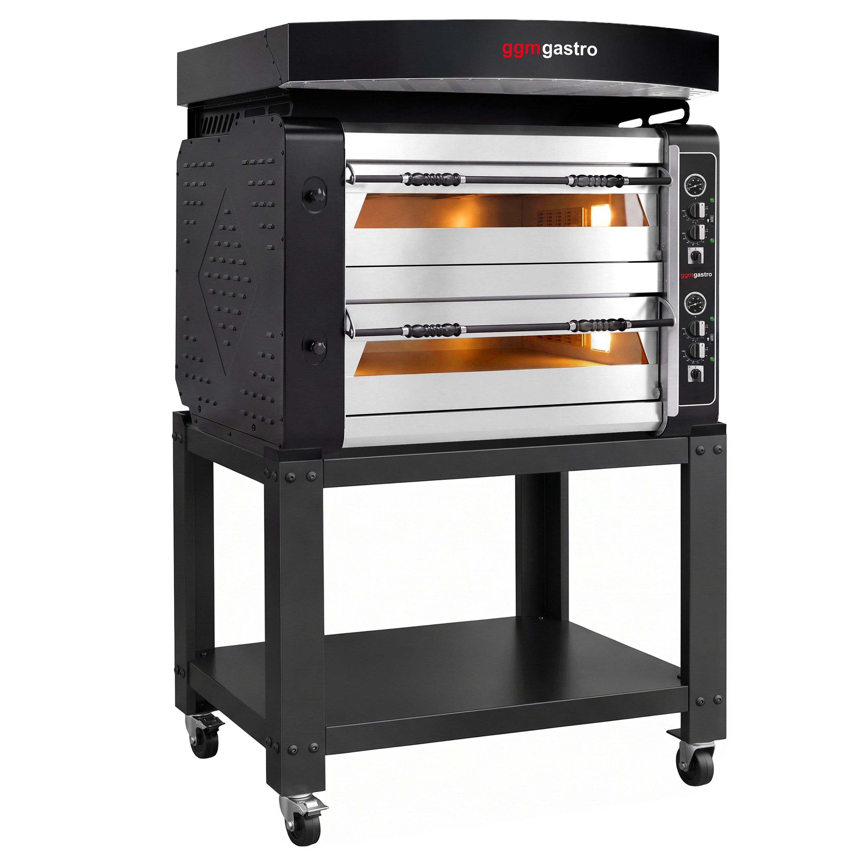 Piec do pizzy – elektryczny – 9+9x 30 cm – manualny – z okapem i podstawą