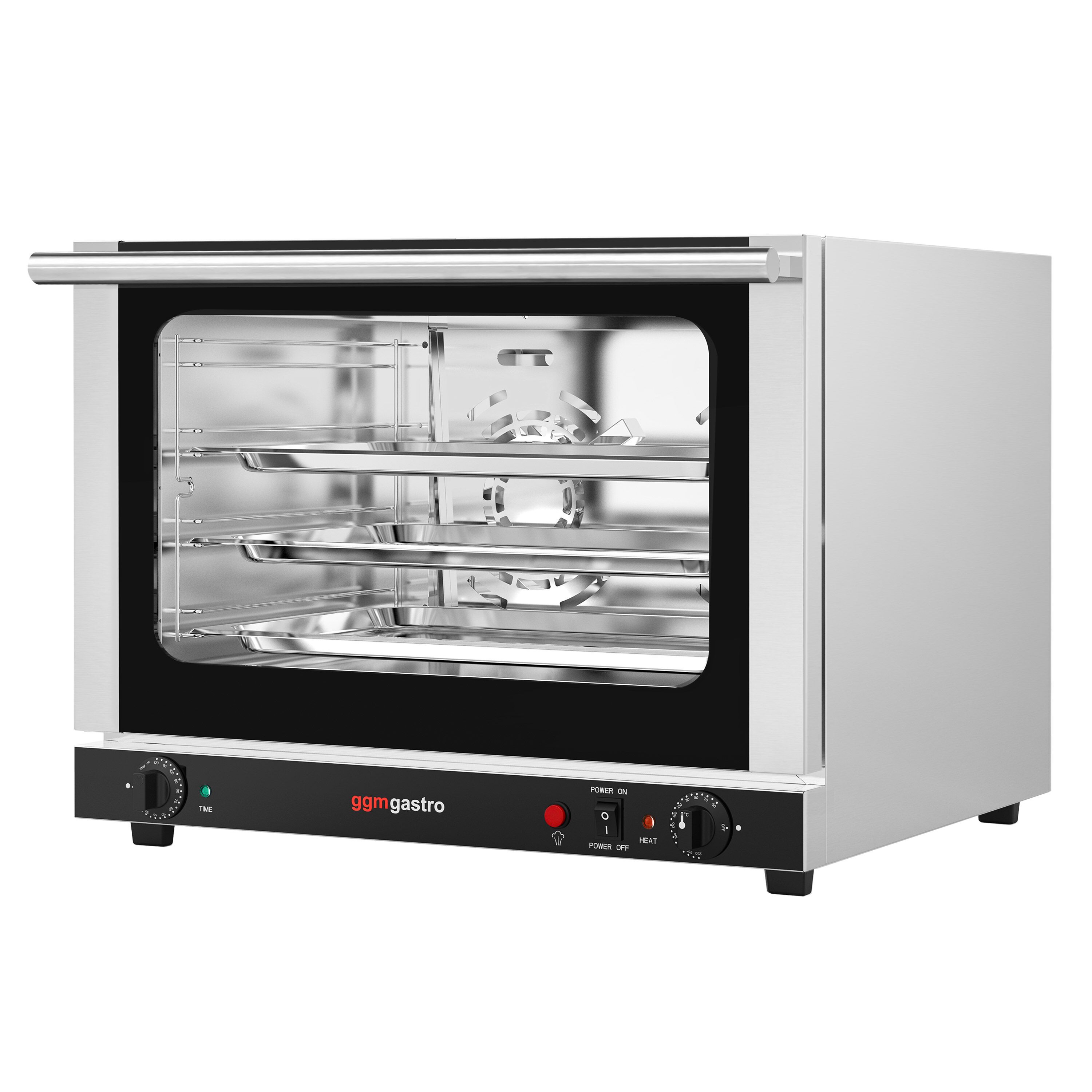 Commercial Convection Oven with Steam Injection – Manual Controls – for 4 × GN 1/1 – with Timer – incl. 3 Baking Trays