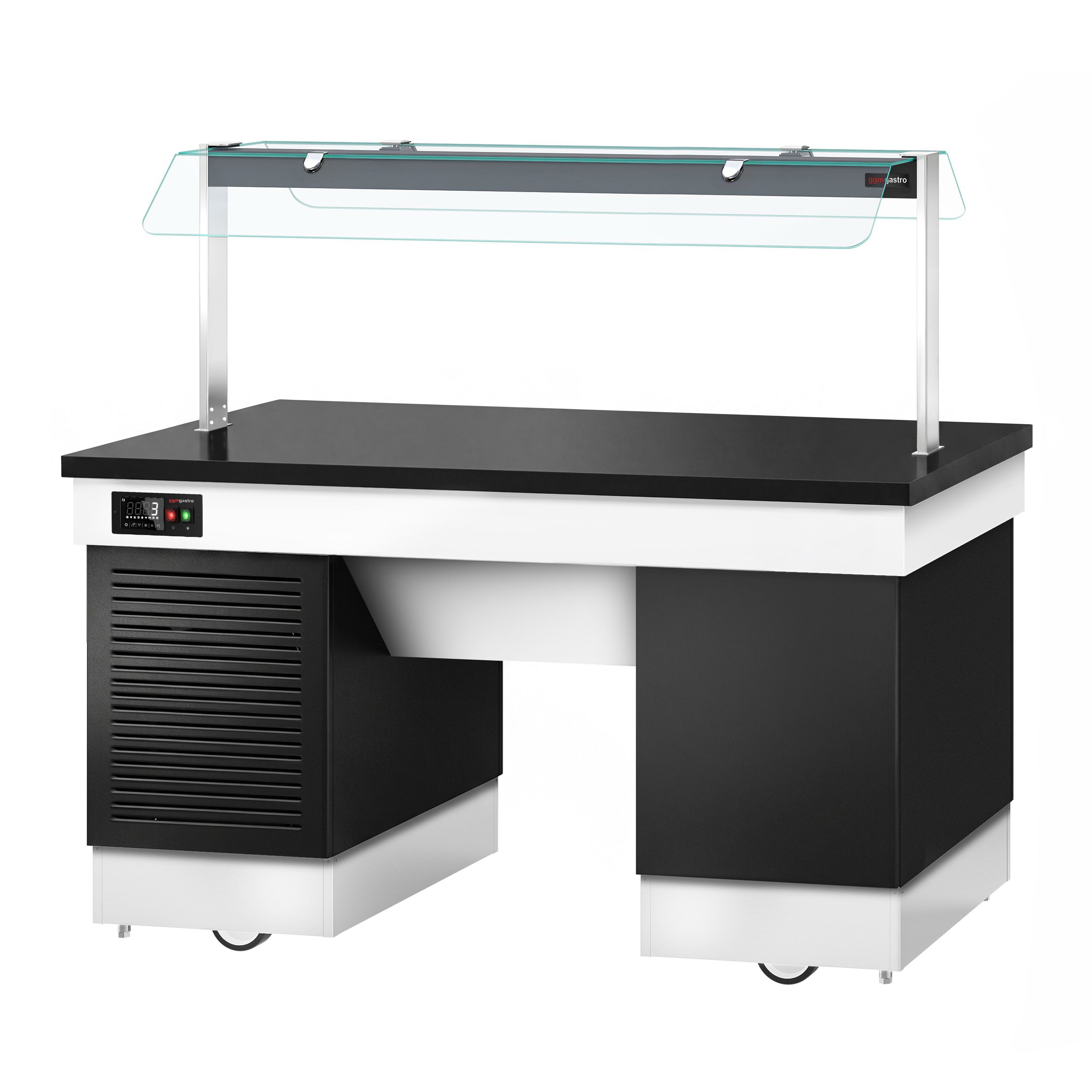 Cold buffet counter – with cooling plate – 1670 mm – for 4x GN 1/1 – incl. castors