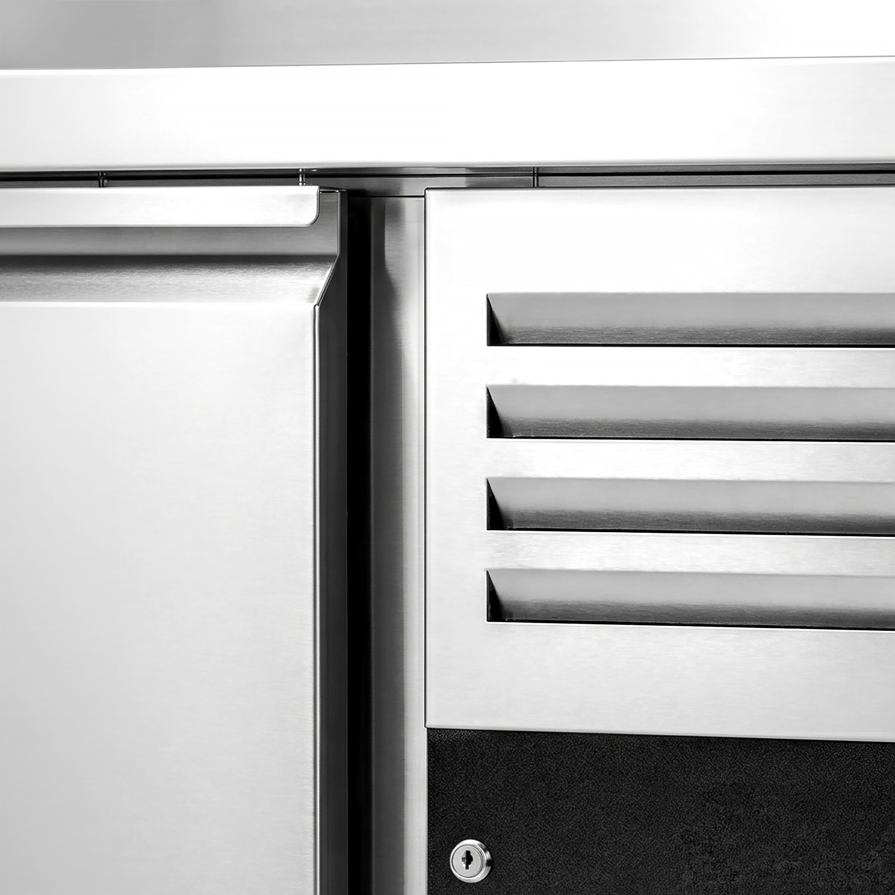 Zubereitungstisch PREMIUM - 1360mm - 4 Schubladen - mit Glasaufsatz - für 7x GN 1/3