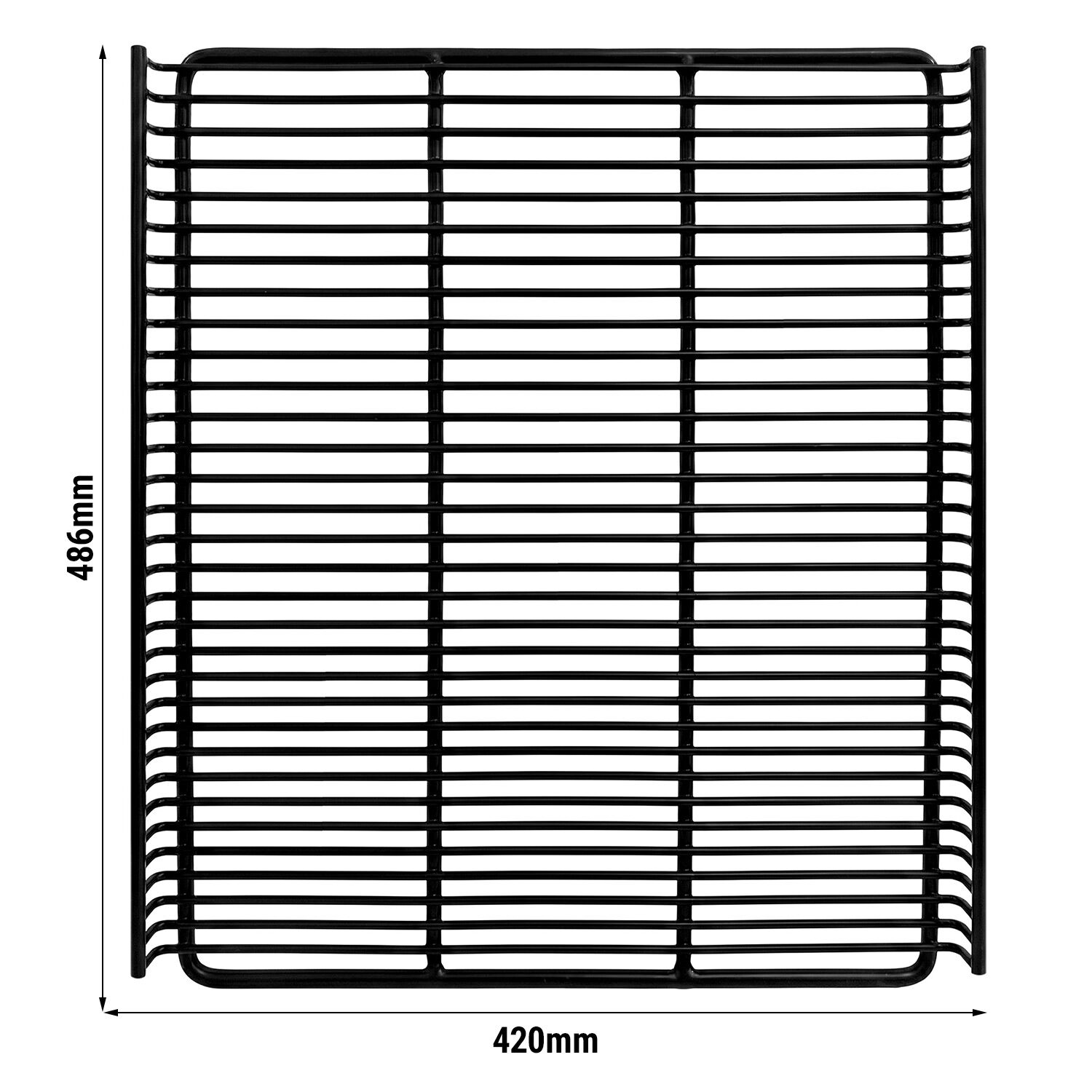 Potporna rešetka - 486x420 mm - crna - plastificirana - debljina 20 mm - uklj. 4 kvačice za pričvršćivanje - za GKS330N