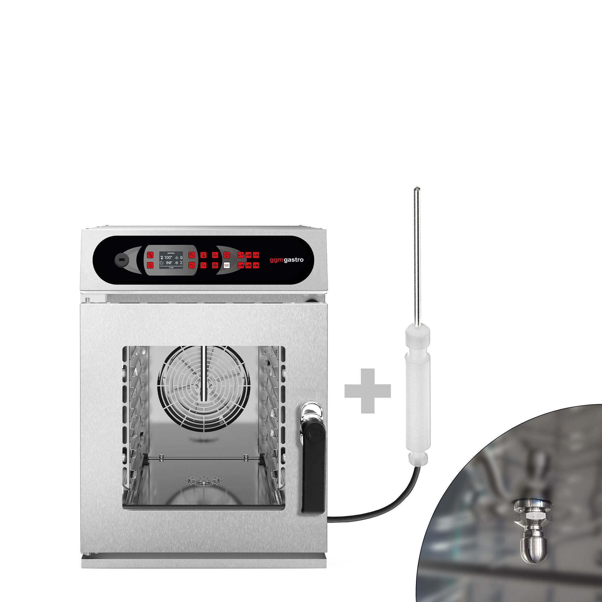 Horno Combinado Eléctrico Profesional - Digital - 6x GN 1/1 - incl. sistema de lavado (automático) & sonda de temperatura (de núcleo)