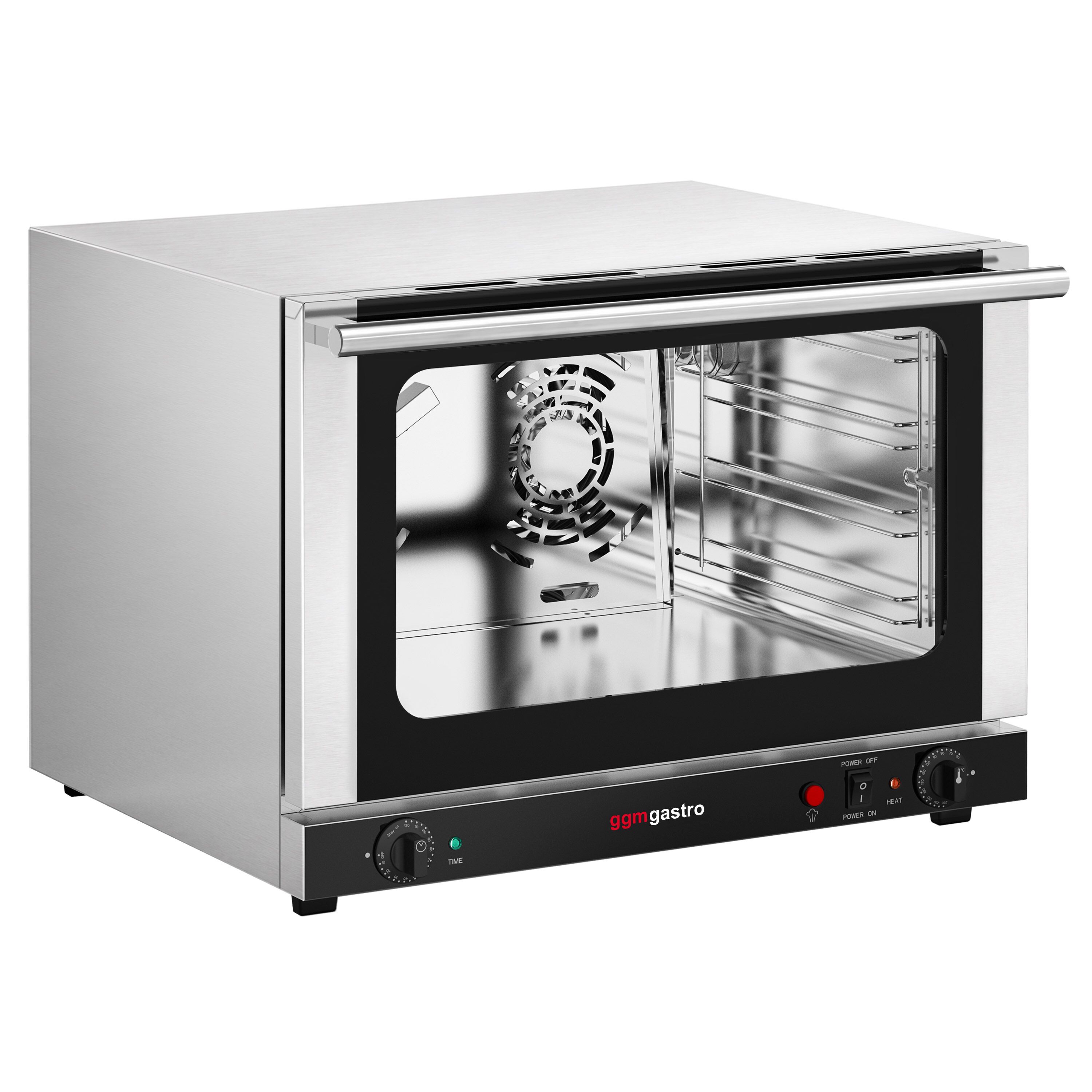Commercial Convection Oven with Steam Injection – Manual Controls – for 4 × GN 1/1 – with Timer – incl. 3 Baking Trays