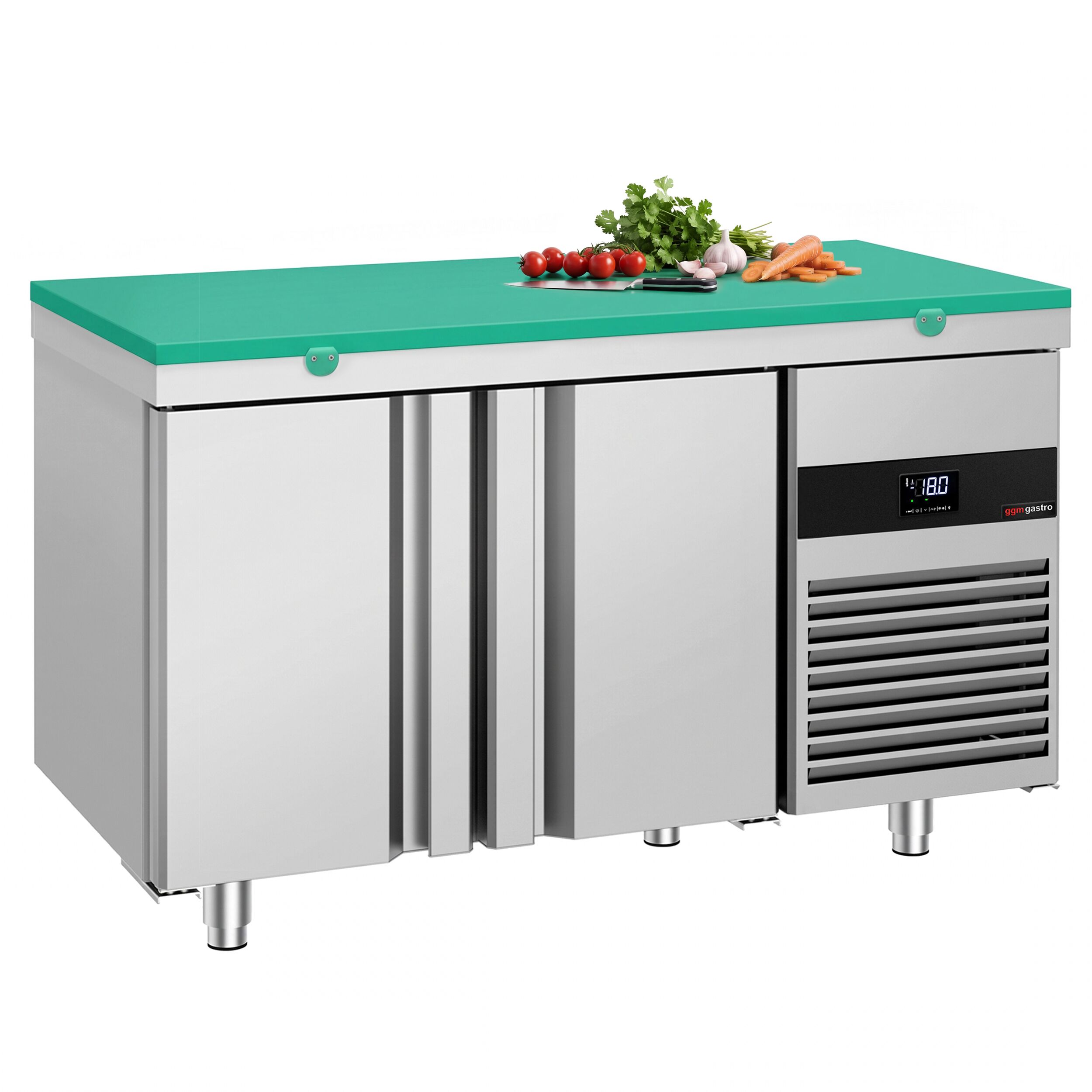 Tiefkühltisch PREMIUM - 1400x700mm - mit 2 Türen - inkl. Schneideplatte Grün