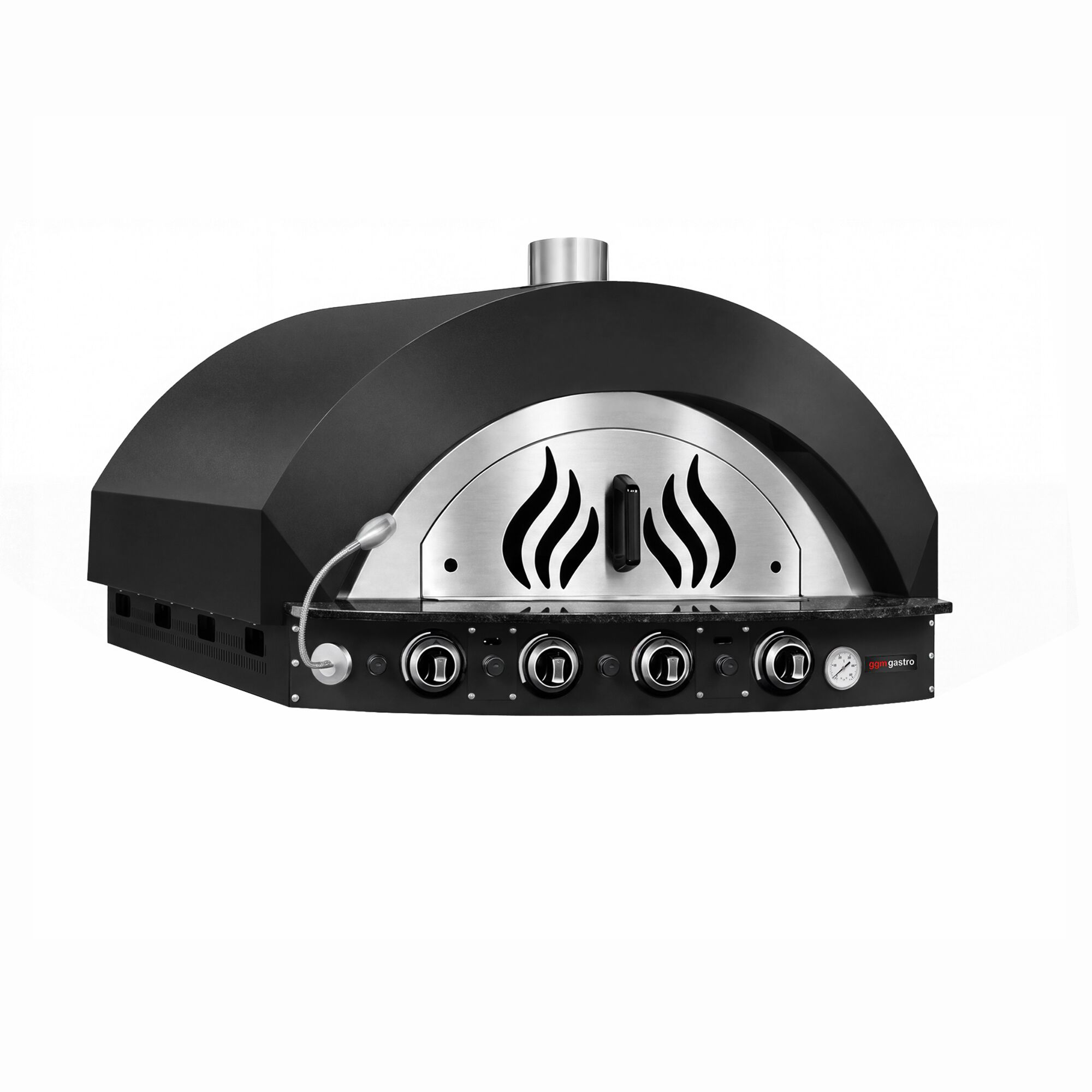 Gas Deck Pizza Oven - Single Deck - 4x 30 cm - Mechanical Controls - Black