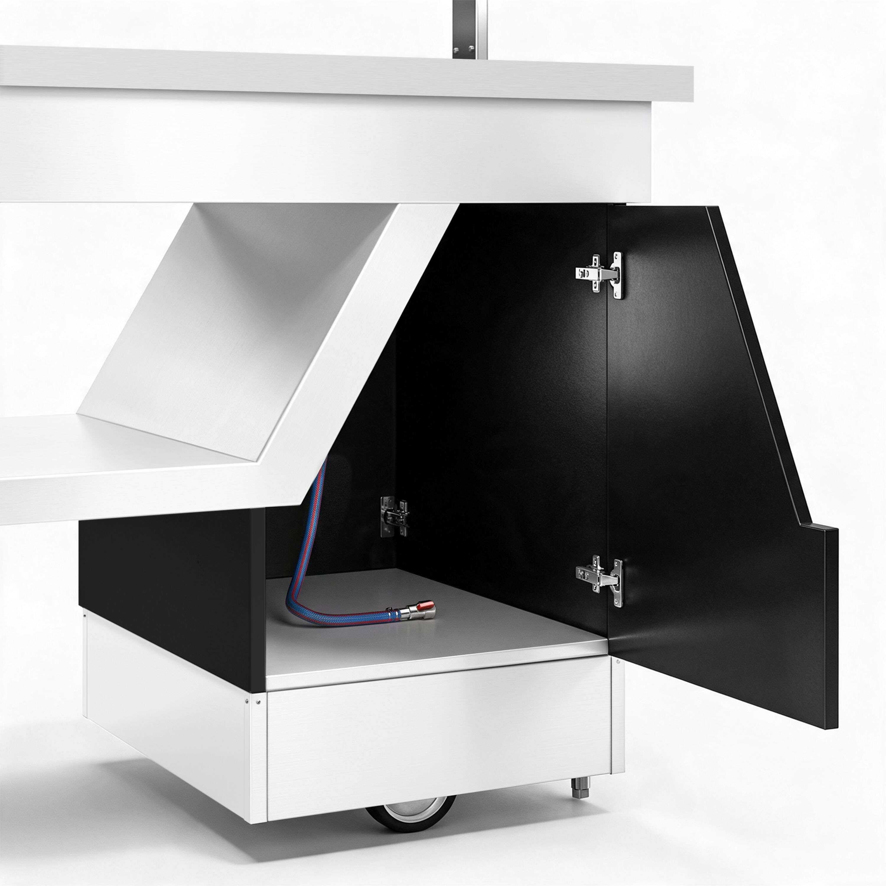 Hot buffet counter – with bain-marie – 1670 mm – for 4x GN 1/1 – incl. plate rack and castors