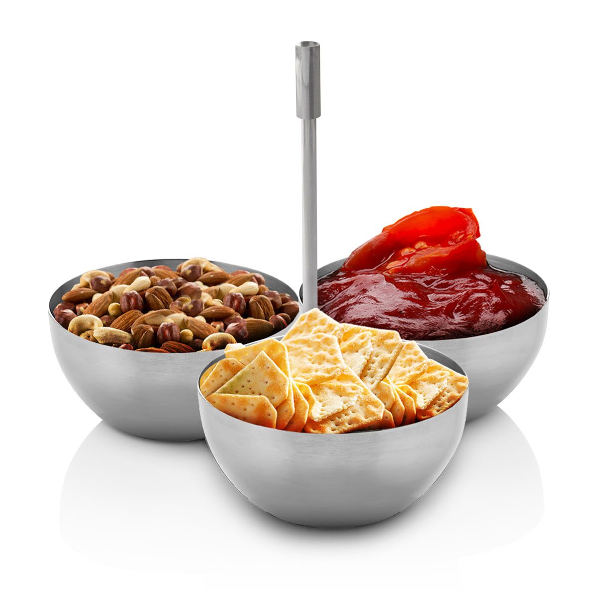 3 Stück) Snack Schalen 3er Set - Edelstahl