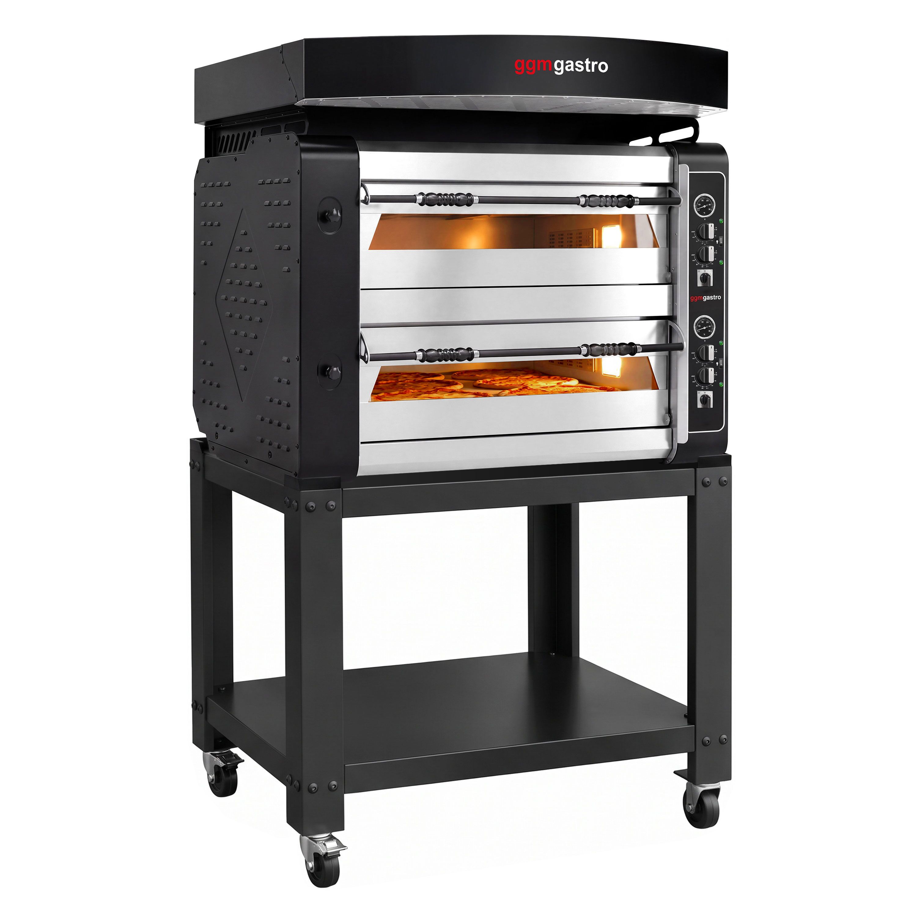 Piec do pizzy – elektryczny – 6+6x 30 cm – manualny – z okapem i podstawą – wersja głęboka