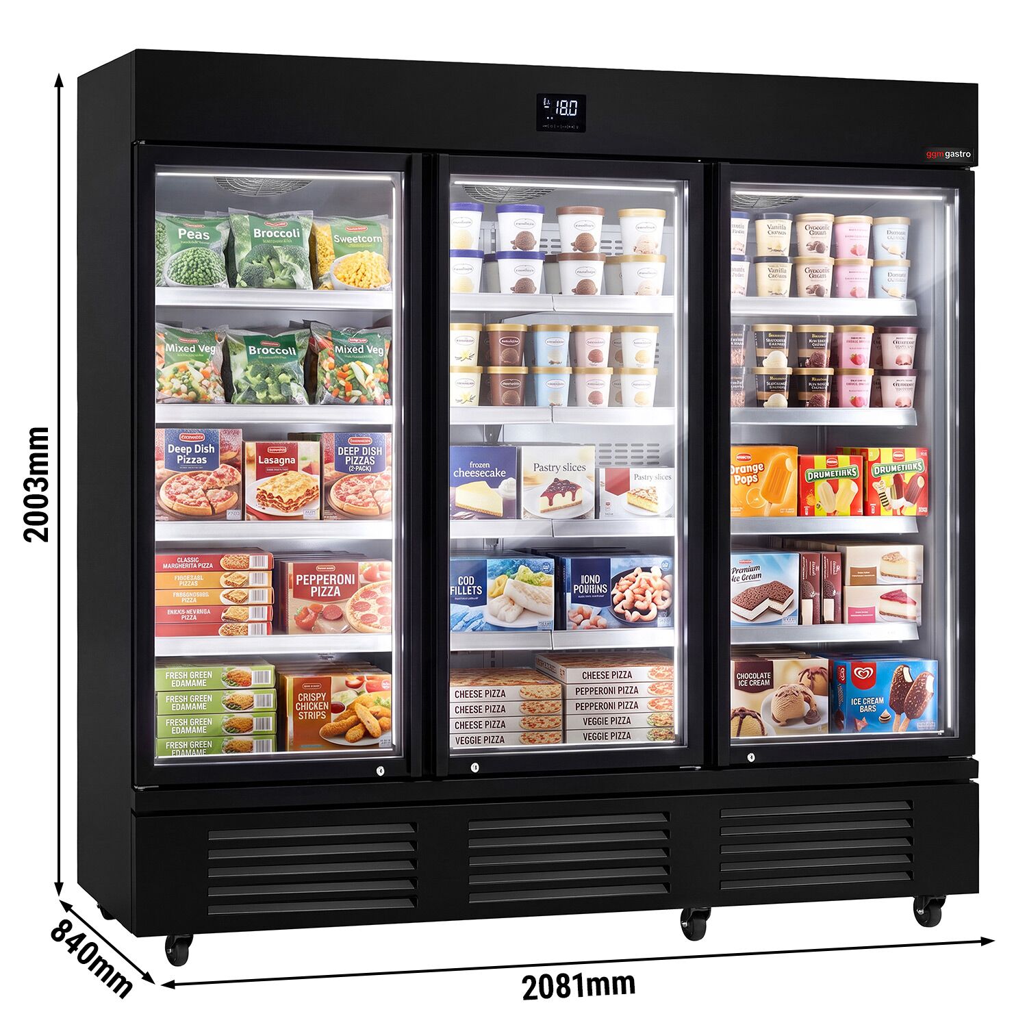 Wall-mounted deep-freeze cabinet – 2081mm – with 8 shelves – with triple glazing
