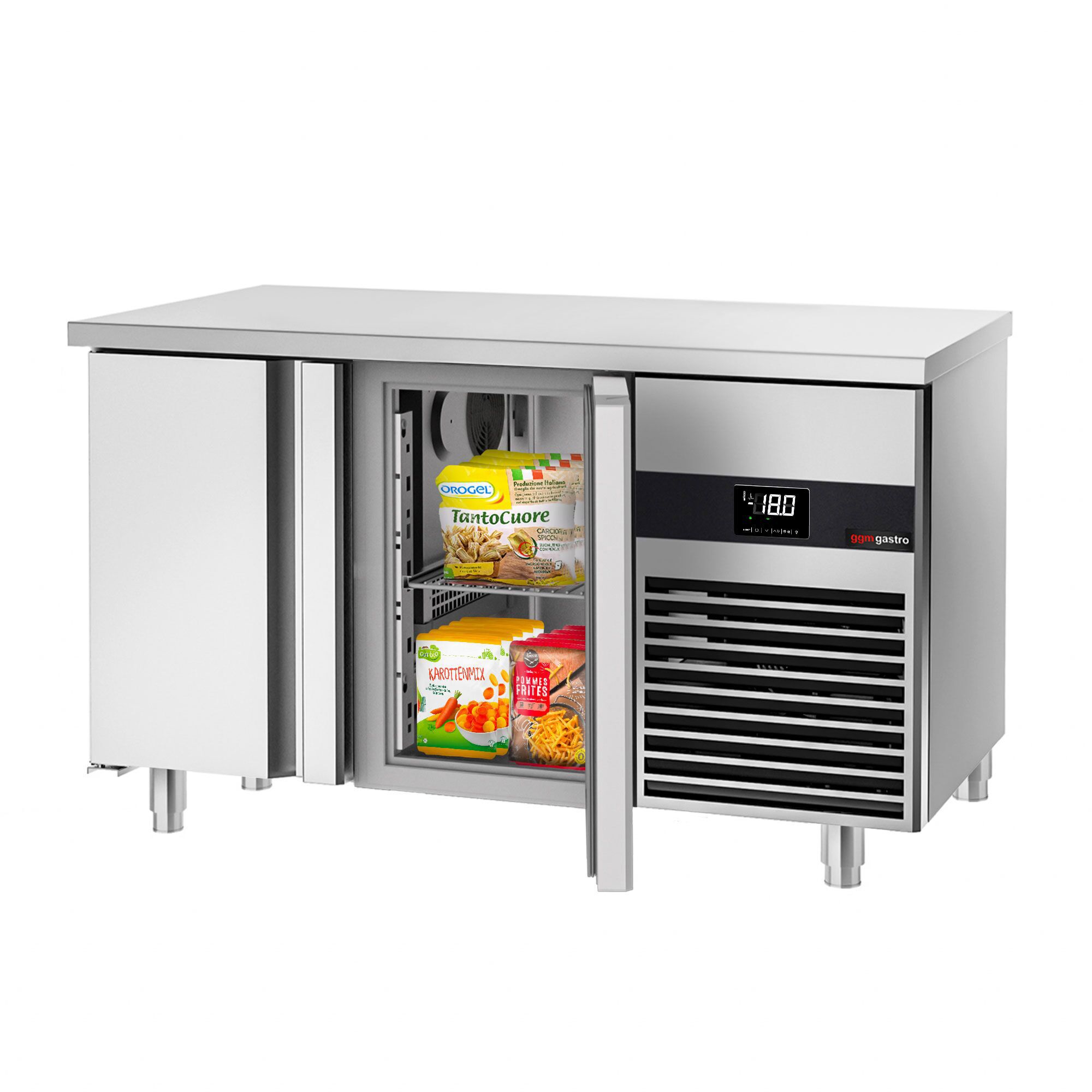 Masă de congelare PREMIUM - 1400x700 mm - 281 L - cu 2 uși - blat lucru