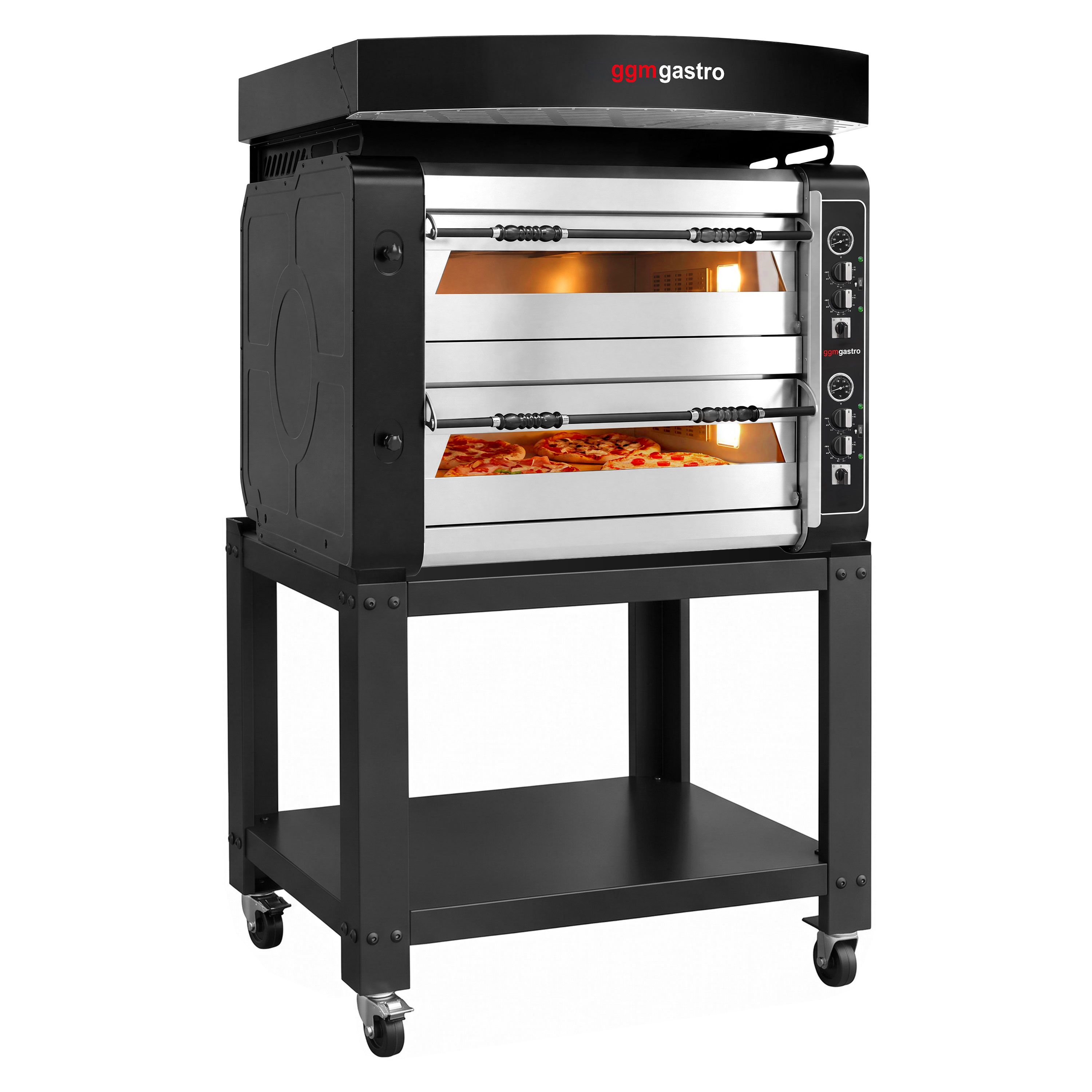 Piec do pizzy – elektryczny – 4+4x 30 cm – manualny – z okapem i podstawą