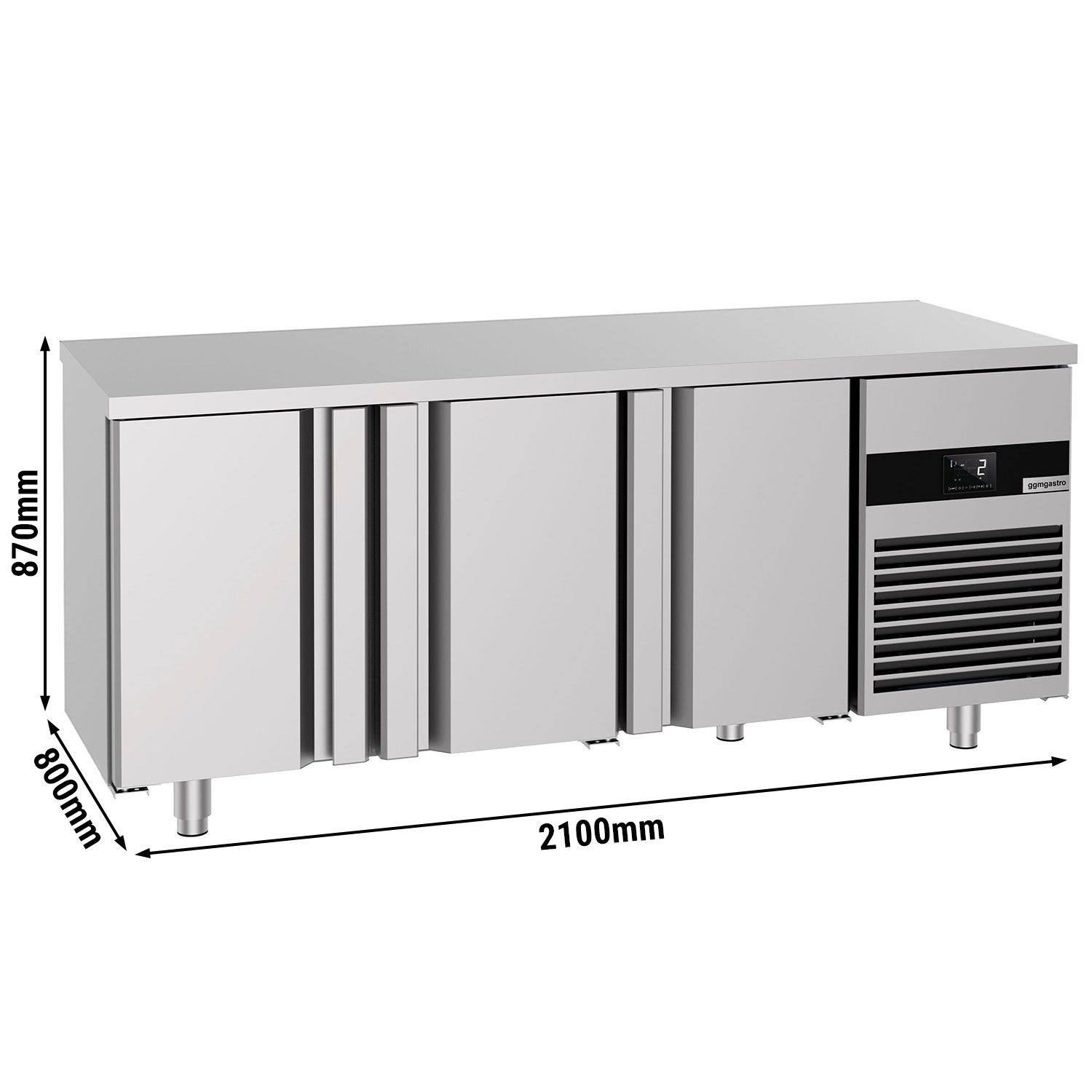 Bakery Counter Fridge PREMIUM - 2100x800mm - with 3 doors - capacity 456 litres