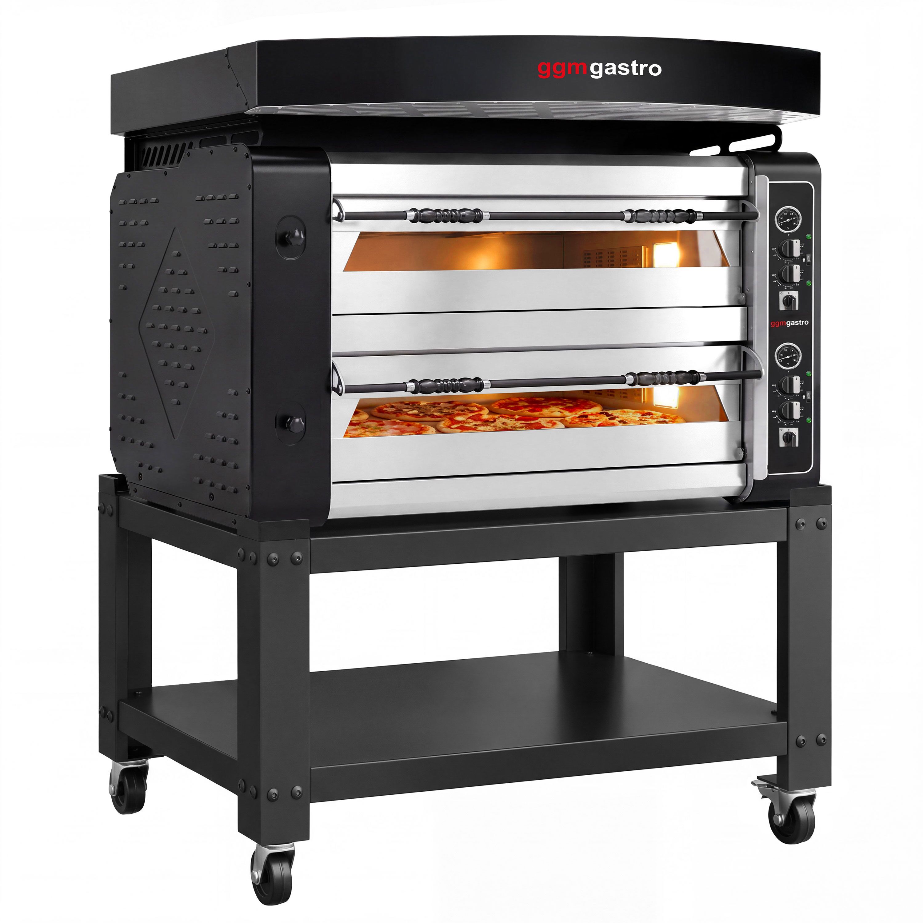 Piec do pizzy – elektryczny – 6+6x 35 cm – manualny – z okapem i podstawą