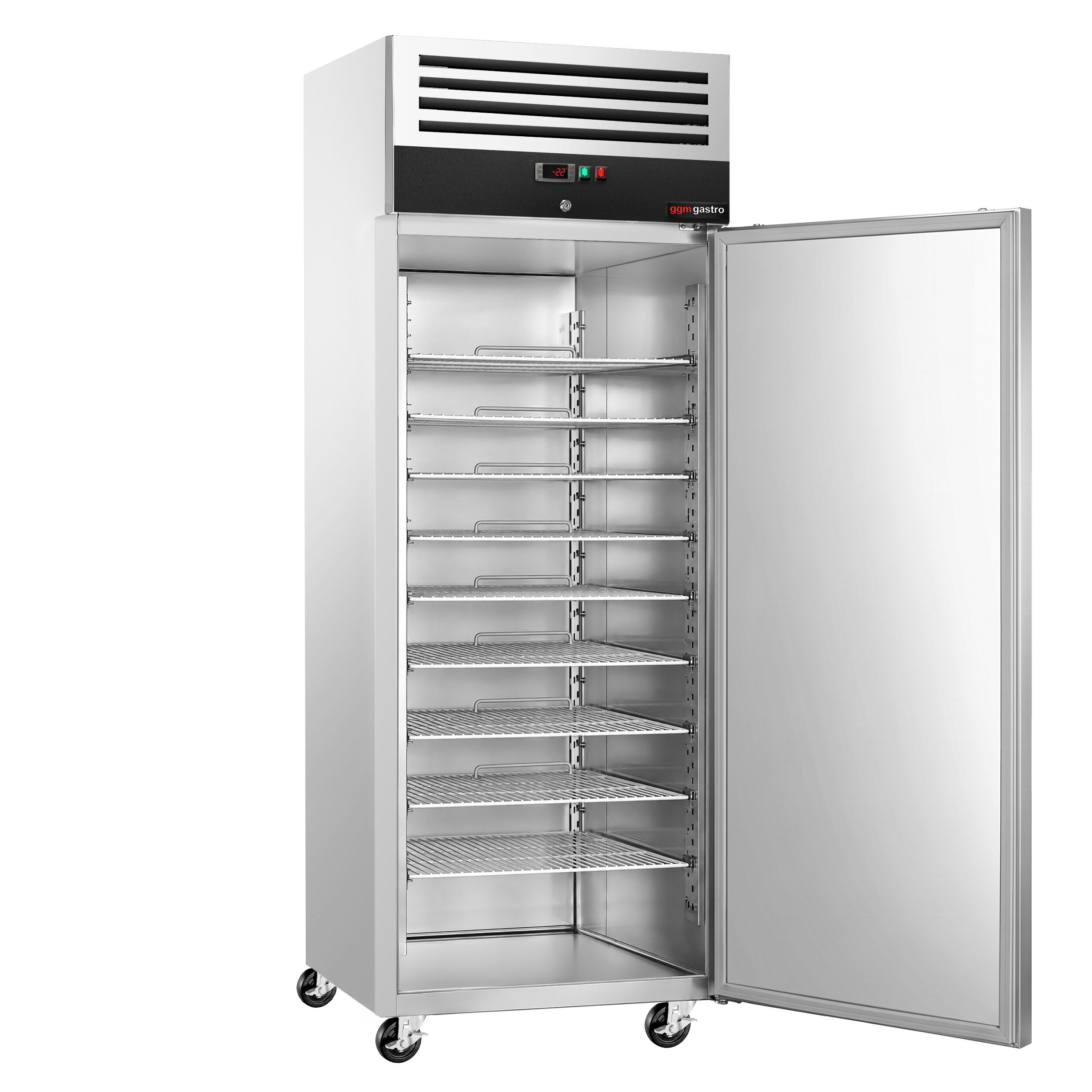 Bakery Freezer Stainless steel ECO - EN 600x800mm - 600L - Single Door, Tray Slides & Wire Shelves